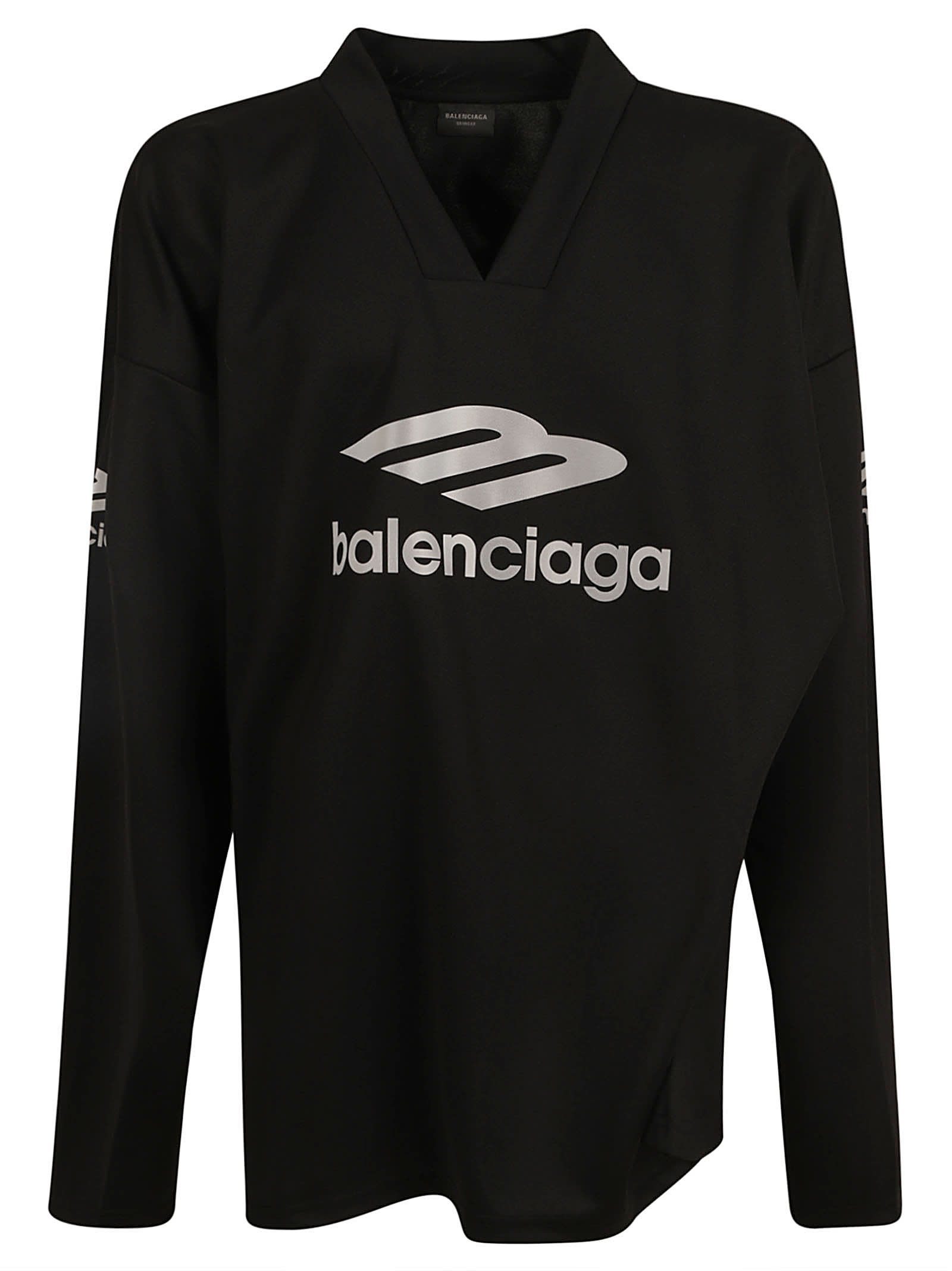 Shop Balenciaga Logo Long-sleeved T-shirt In Black