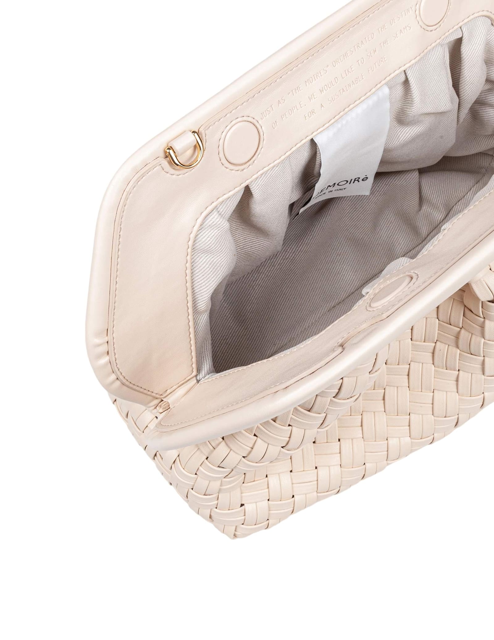 Themoirè Vegan Fabric Clutch Bag With Braided Effect Shell Color In Shell