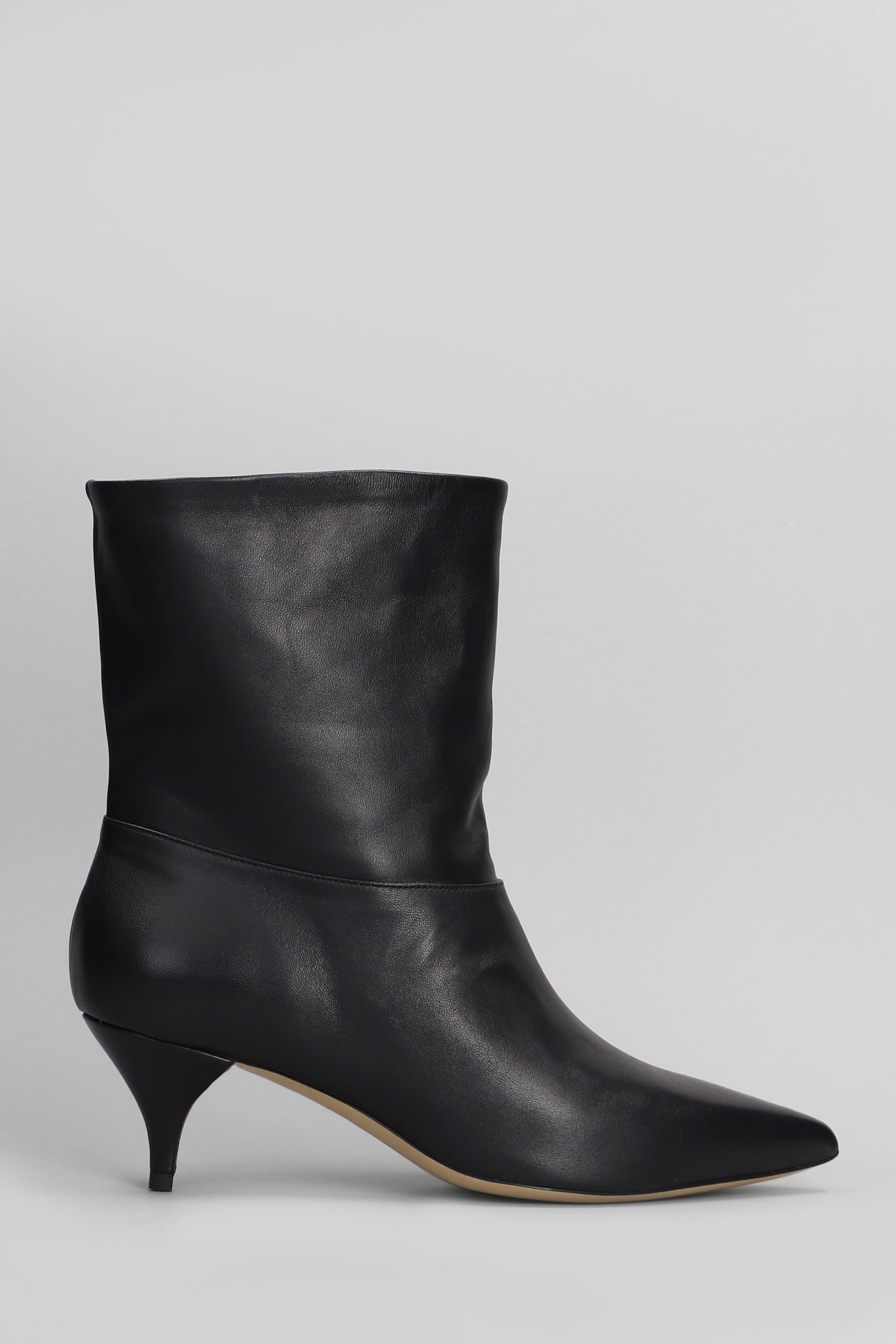 High Heels Ankle Boots In Black Leather