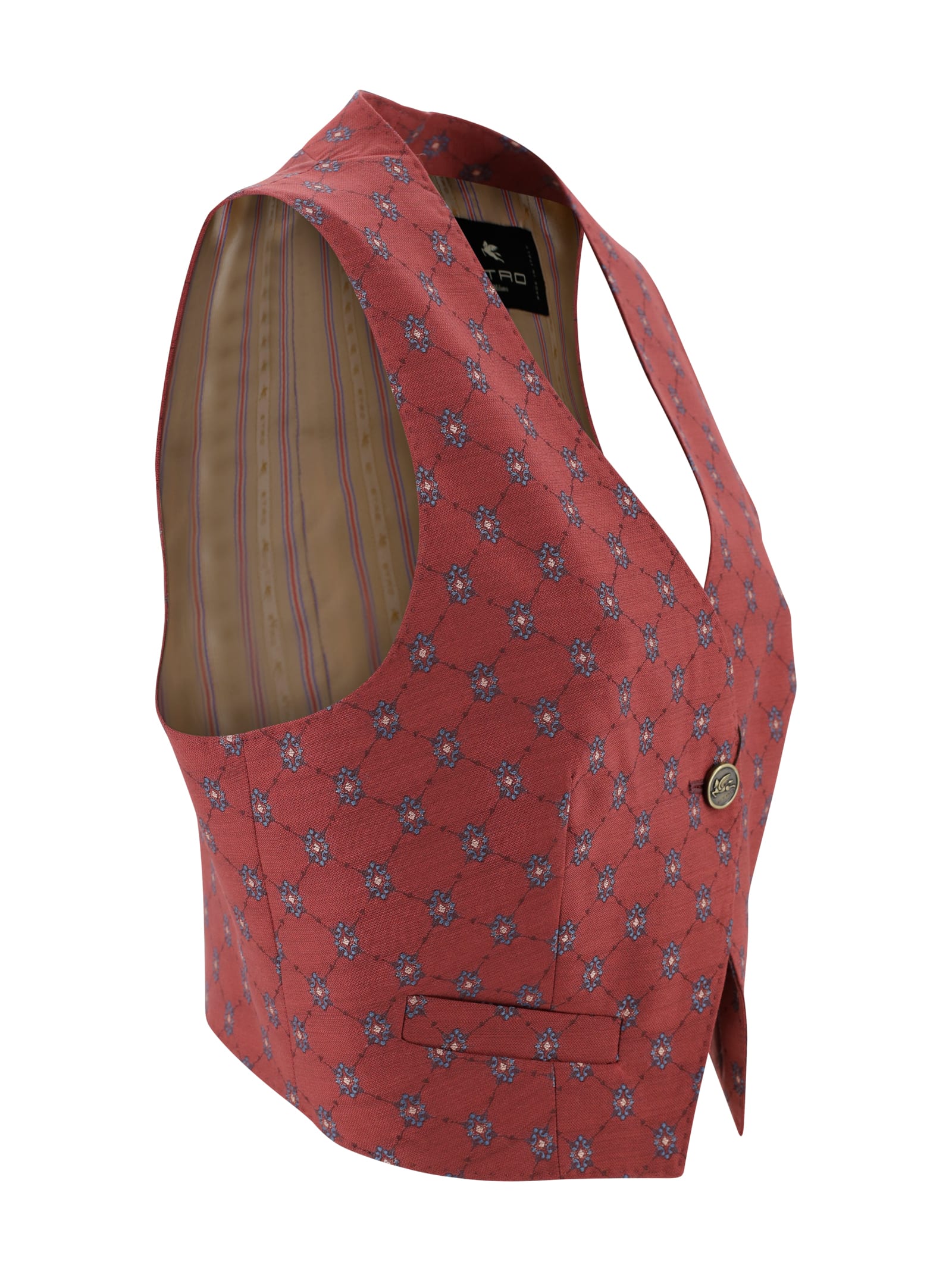 Etro Patterned Single-buttoned Vest In Multi