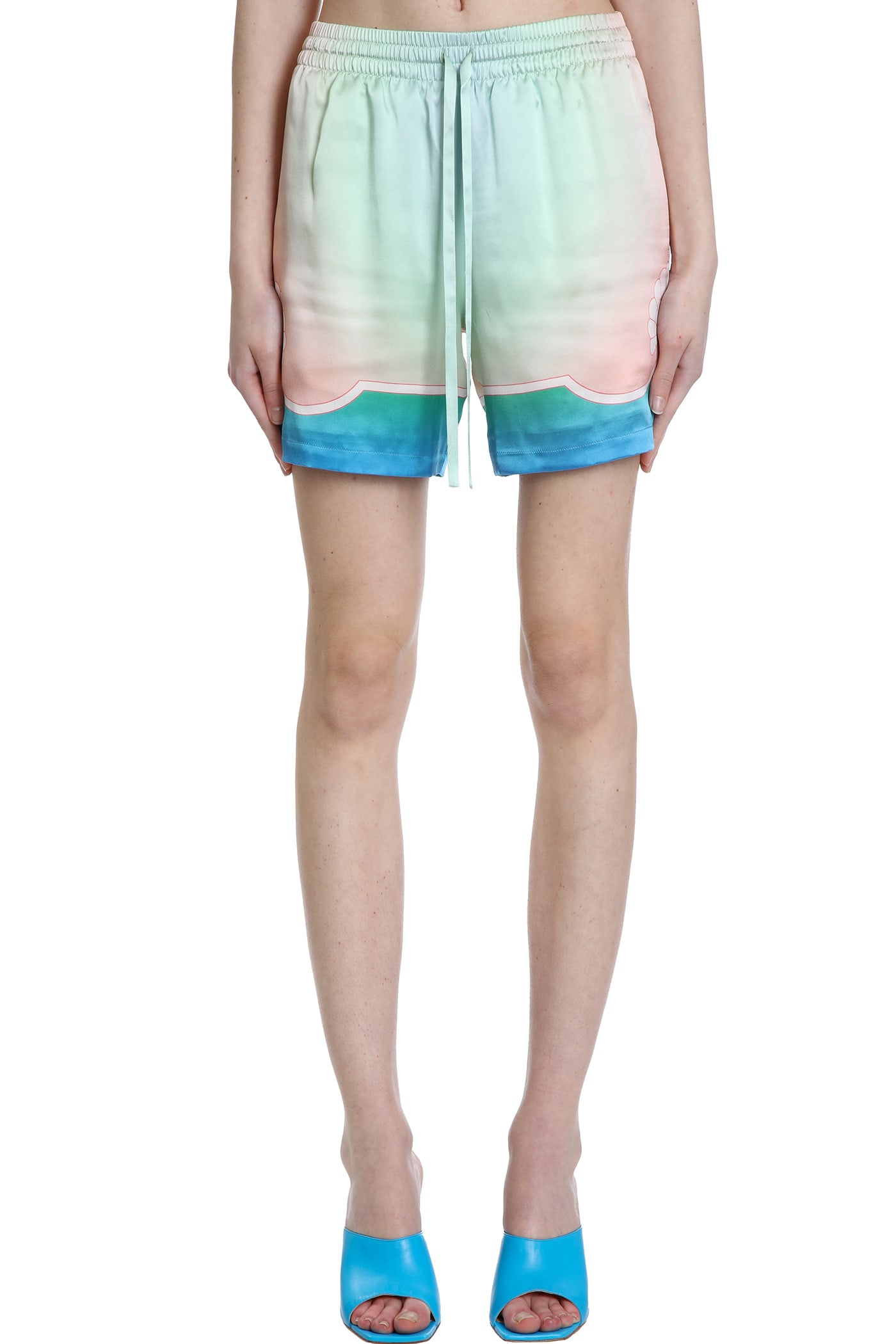 CASABLANCA SHORTS IN GREEN SILK,TR035