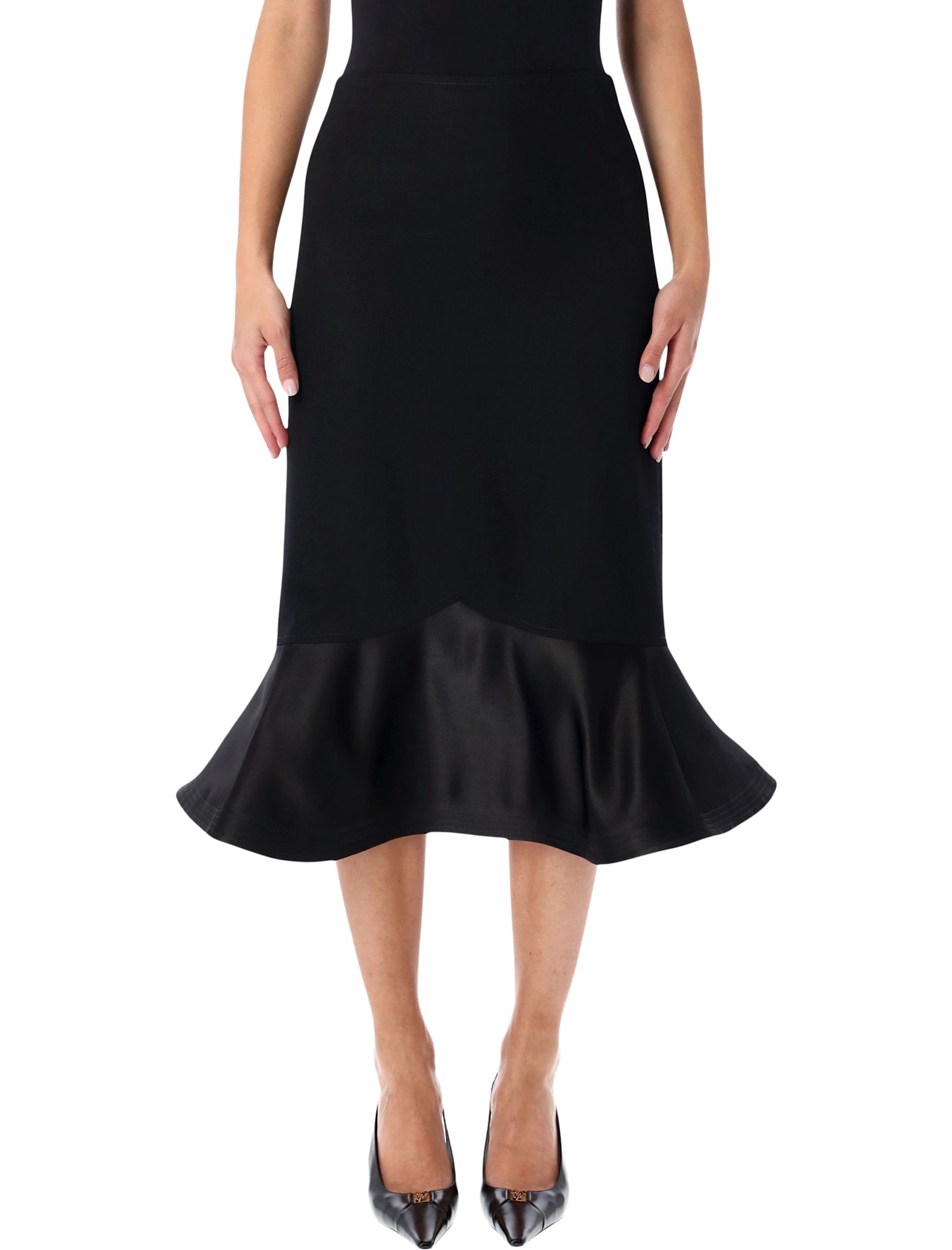 Fendi Black Grain De Poudre Wool Skirt In Black