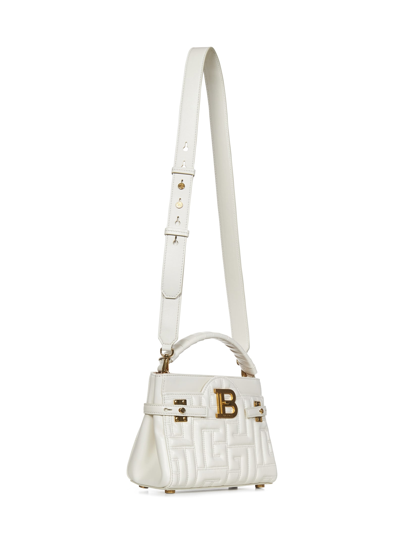 Balmain B Buzz Python-Embossed Top-Handle Bag