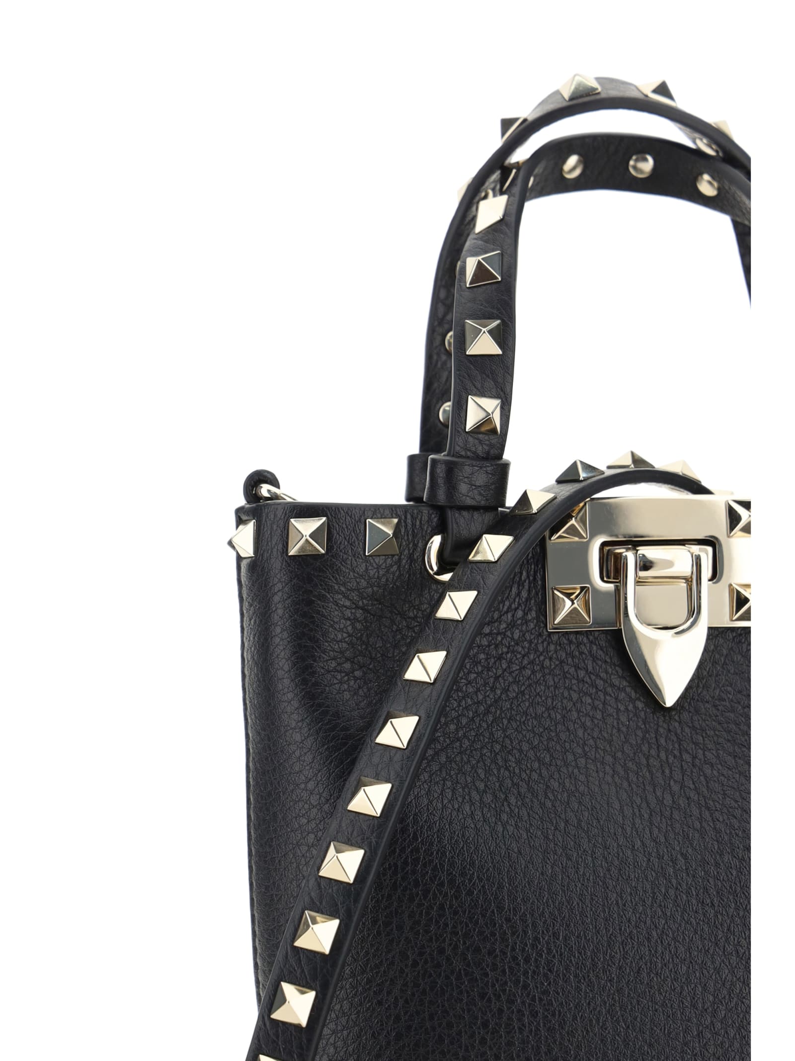 Shop Valentino Garavani Rockstud Handbag In Nero