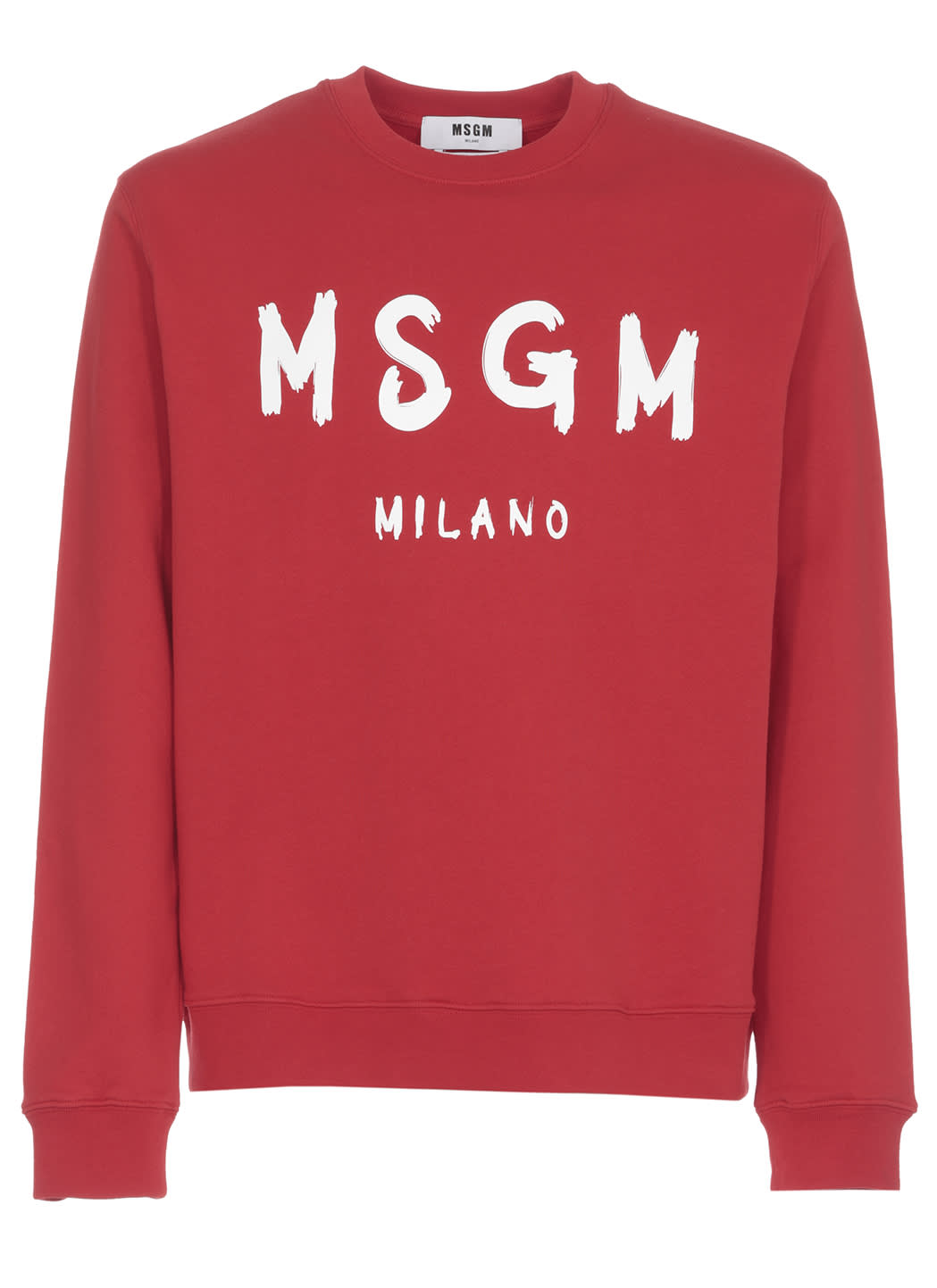 Msgm Logo Print Crew Neck Sweatshirt In Red