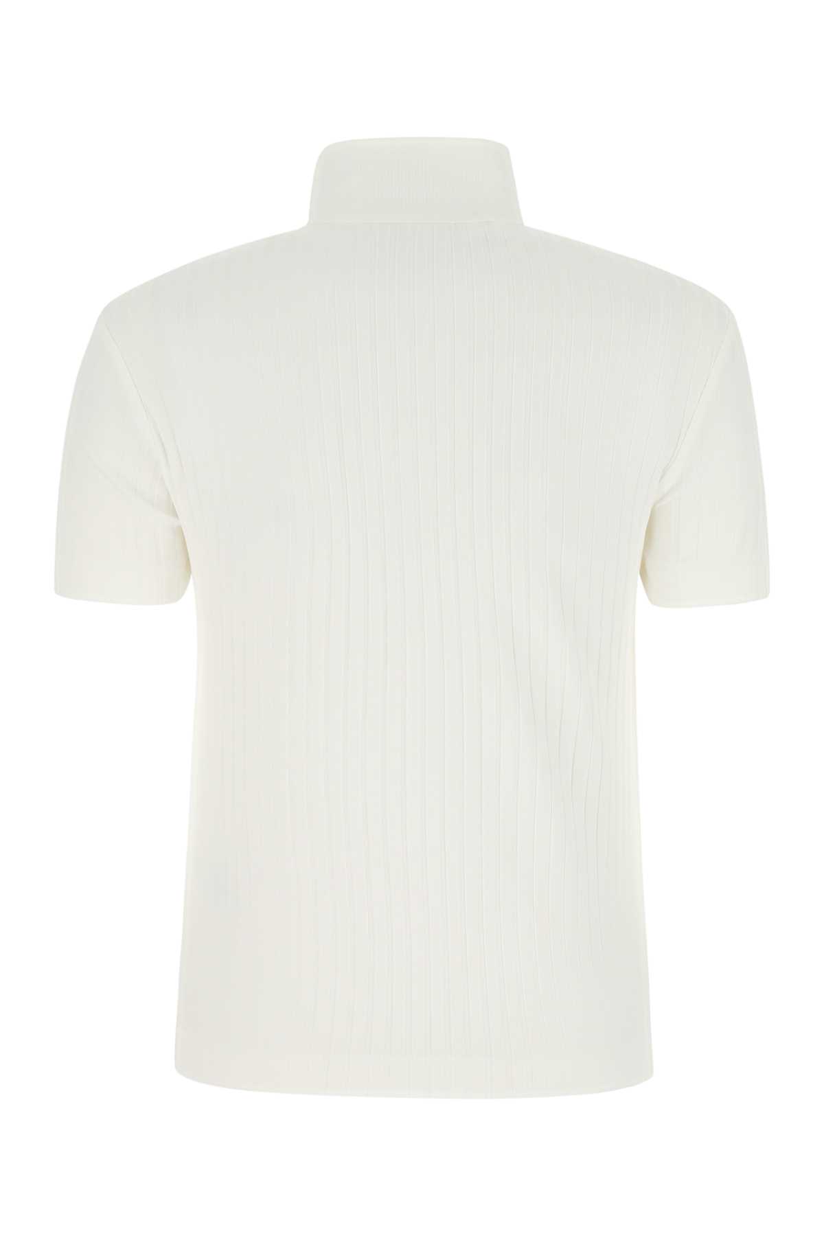 Lacoste White Stretch Viscose Blend Polo Shirt In 70v