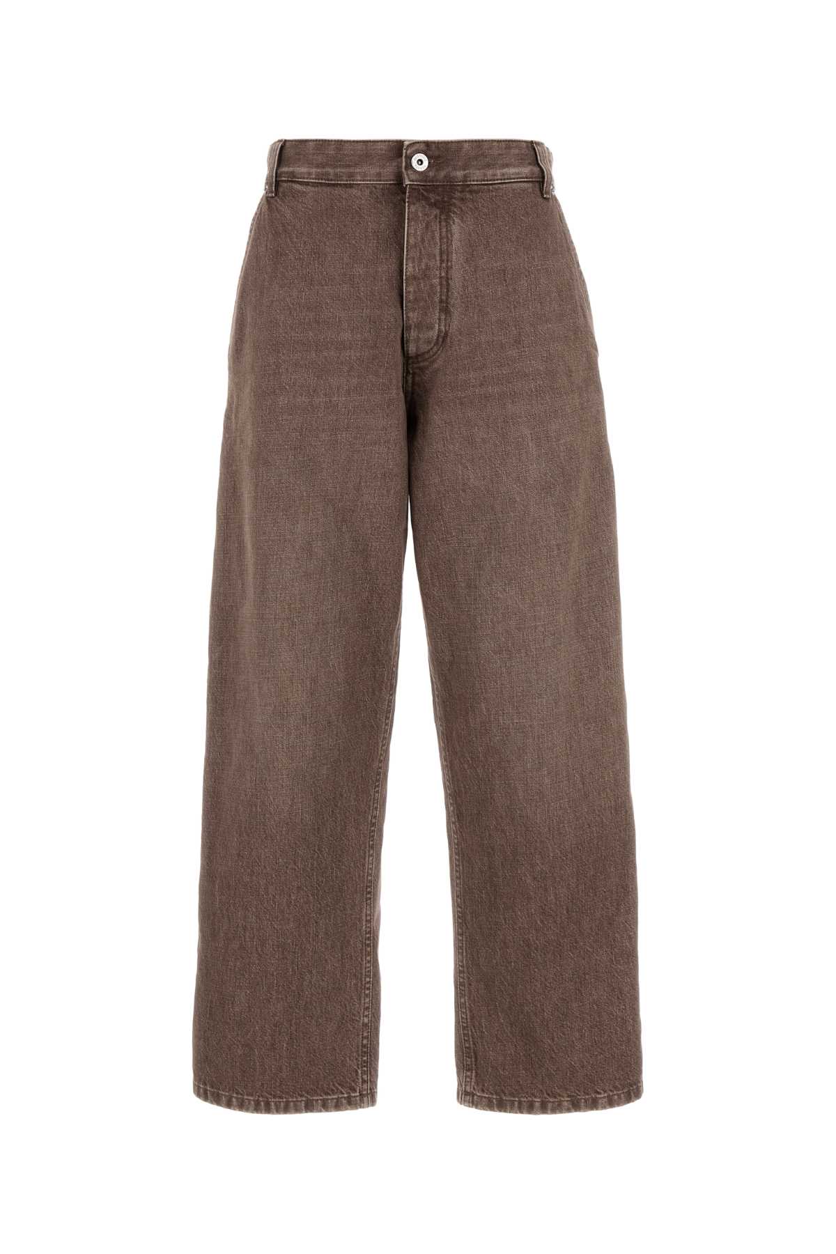 Bottega Veneta Mud Denim Wide-leg Jeans In Brown
