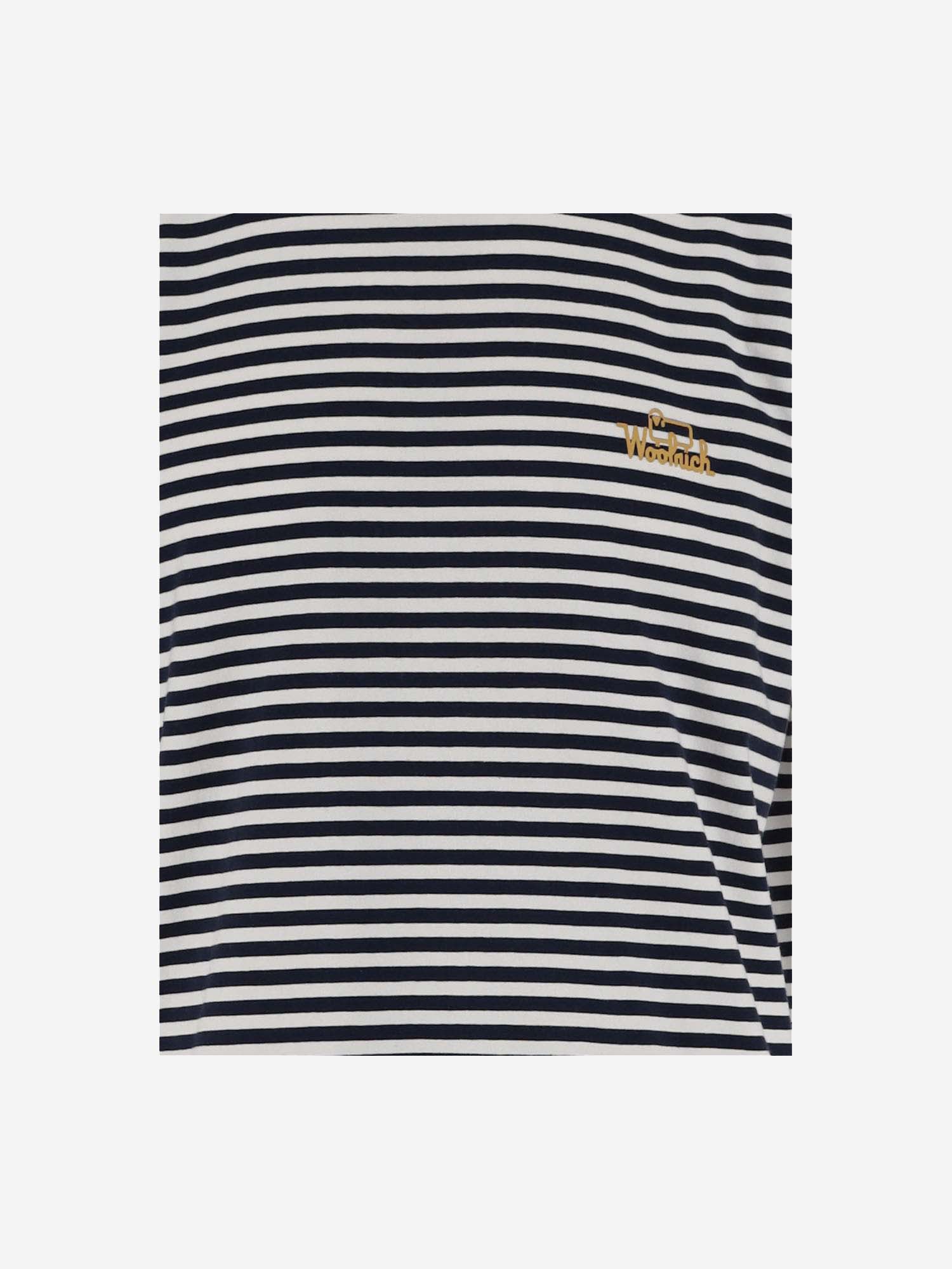 Shop Woolrich Stretch Cotton T-shirt With Striped Pattern In Red