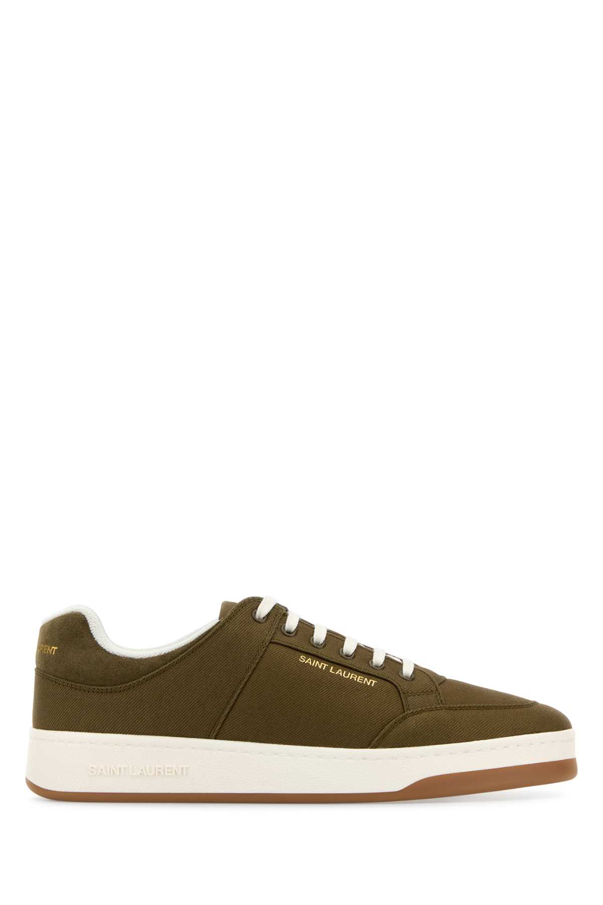 Shop Saint Laurent Army Green Gabardine Sl/61 Sneakers In Cactusmilitarygree