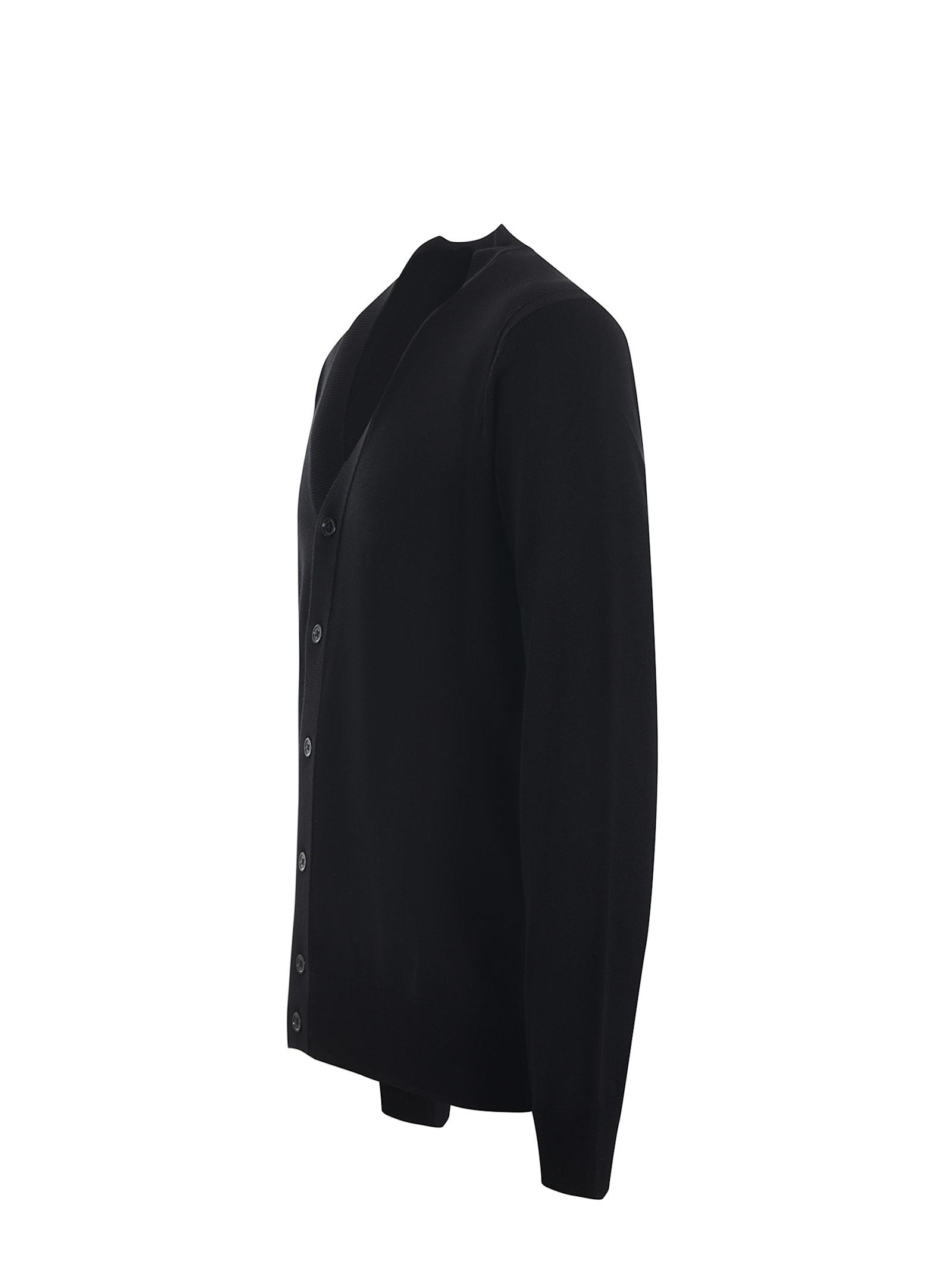 Shop Paolo Pecora Virgin Wool Cardigan In Black