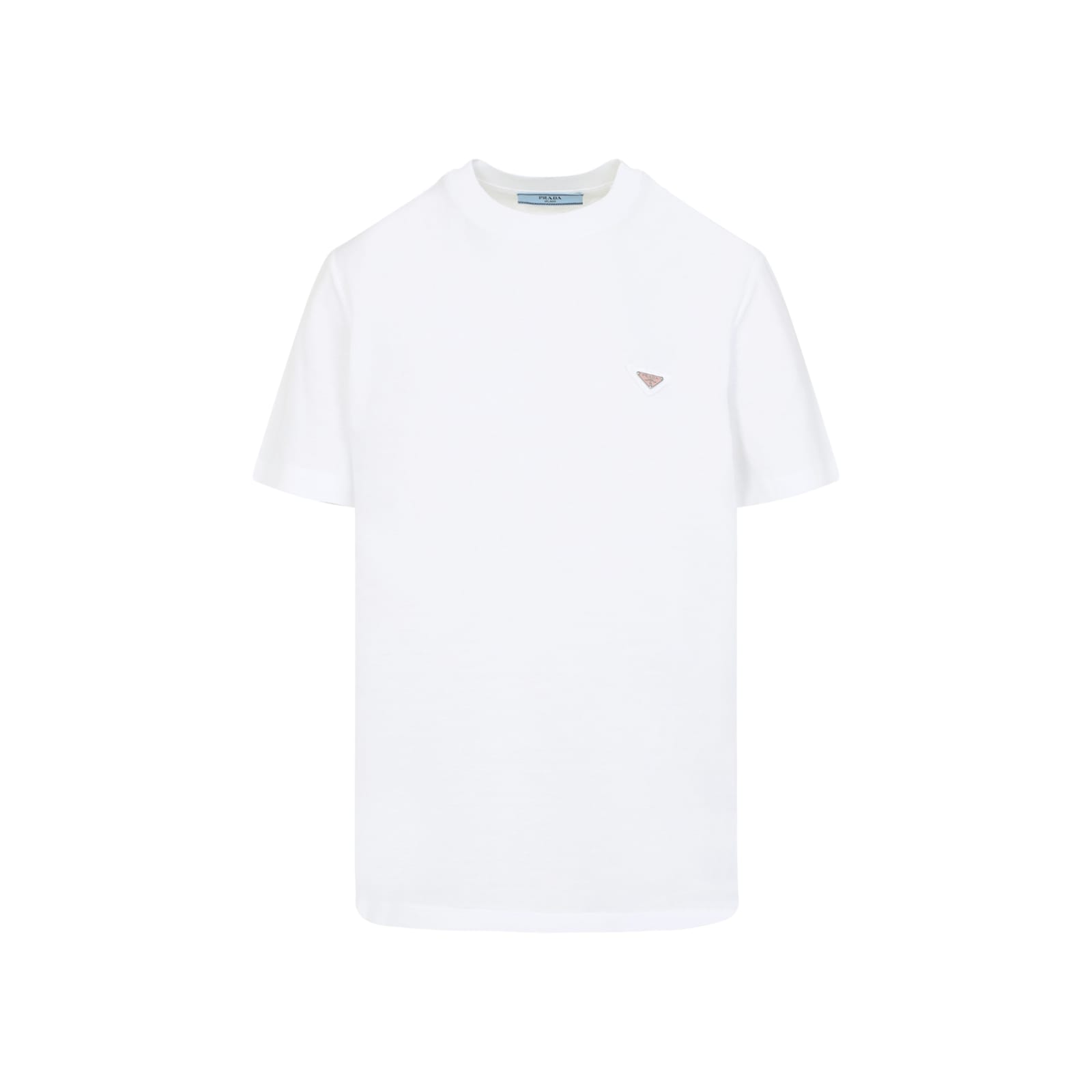 Prada Triangle Logo Cotton T-shirt In White