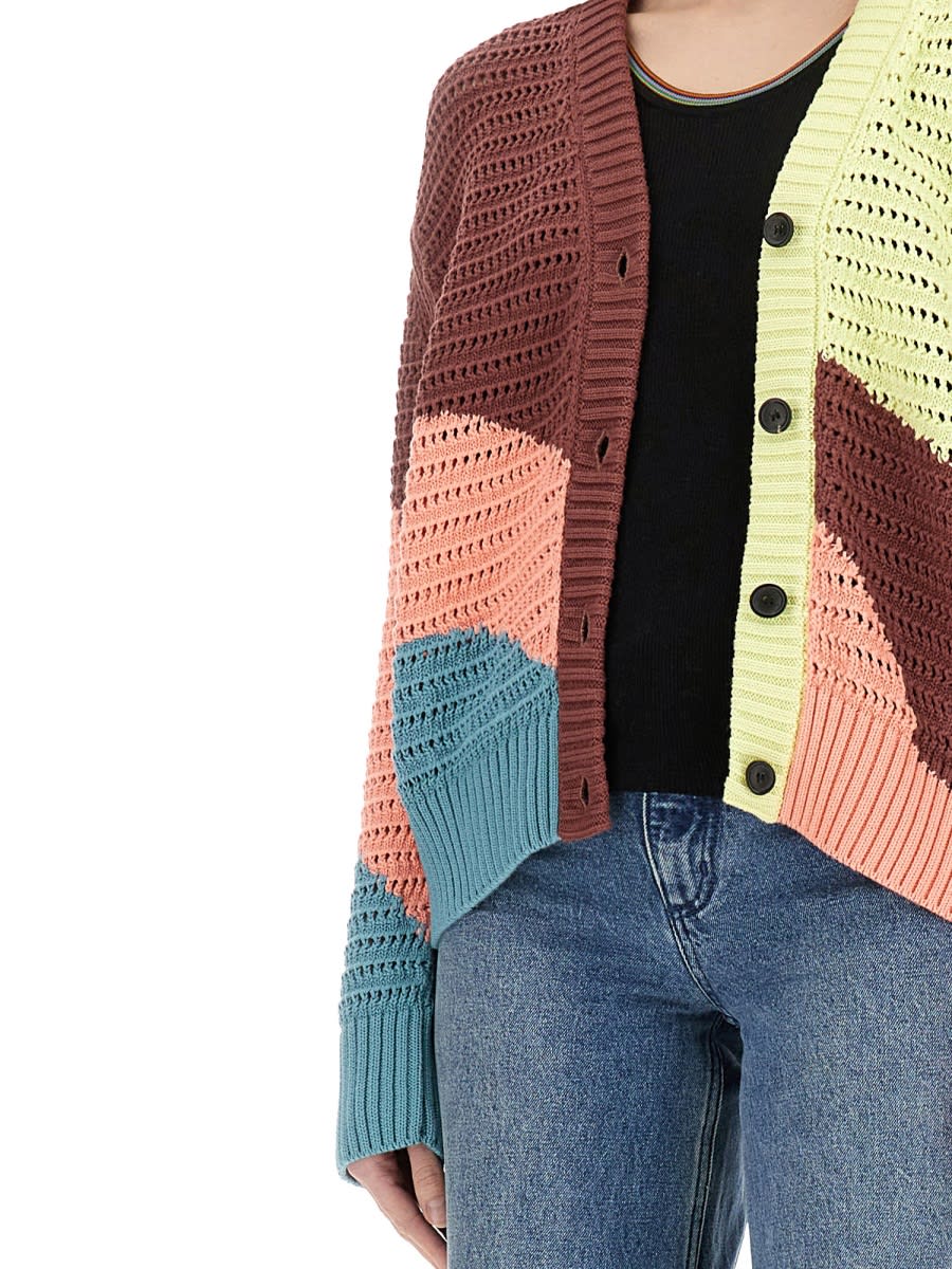 Ps By Paul Smith Ps Paul Smith Gradient Wave Knitted Cardigan In Multicolour