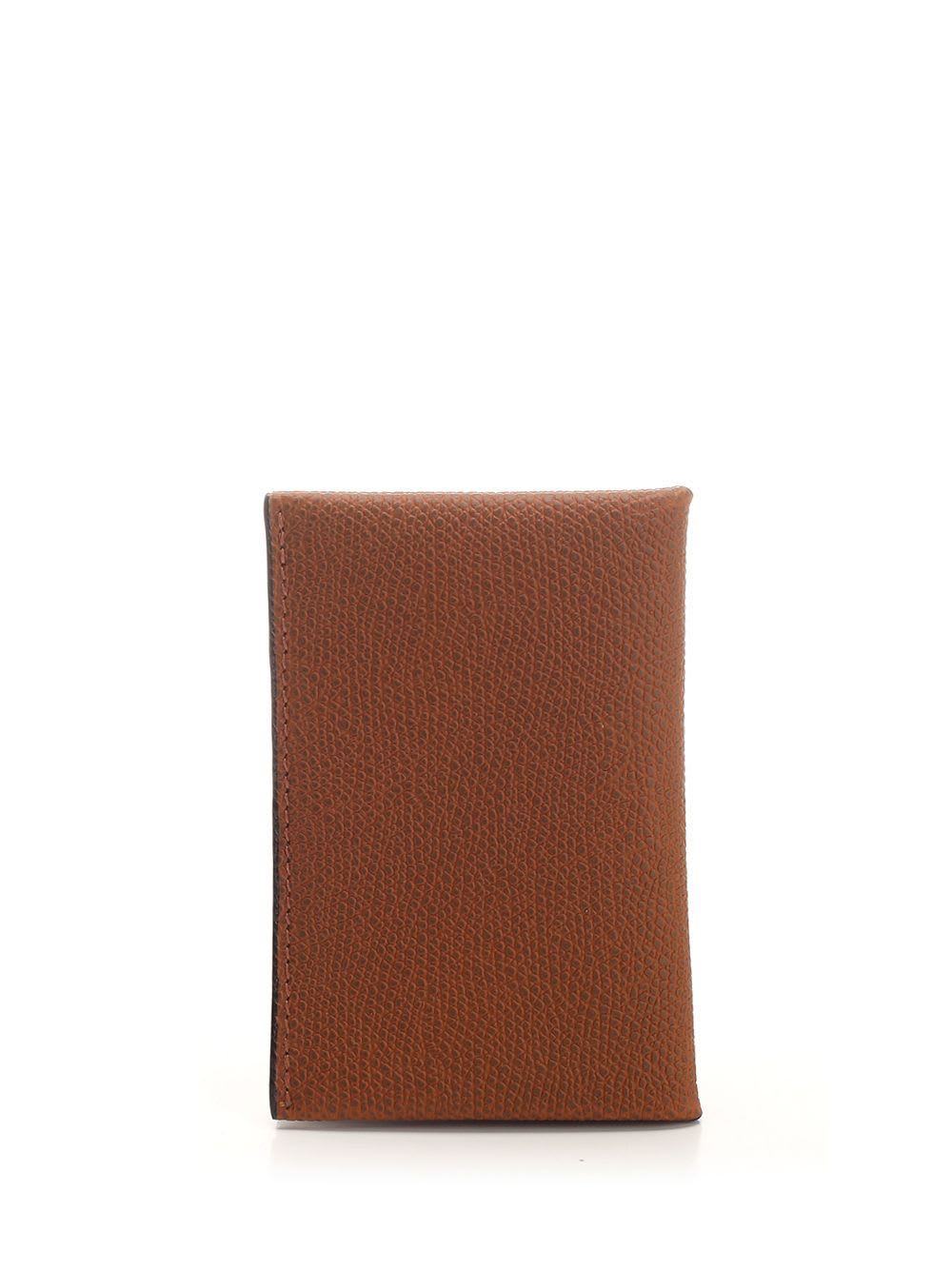 Shop Valextra Card Holder With Button In Brown