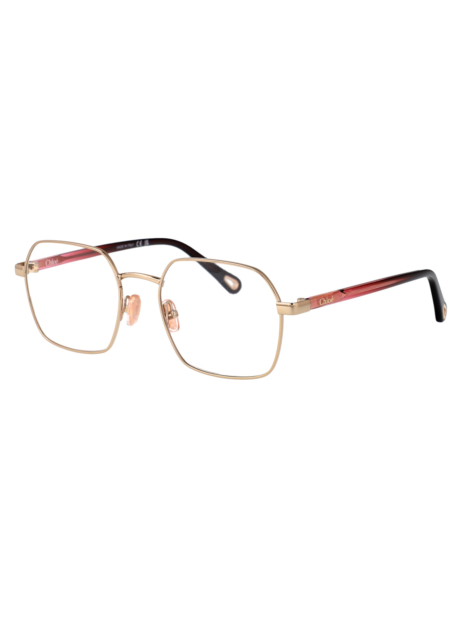 Chloé Ch0268o Glasses In Gold-burgundy-transparent