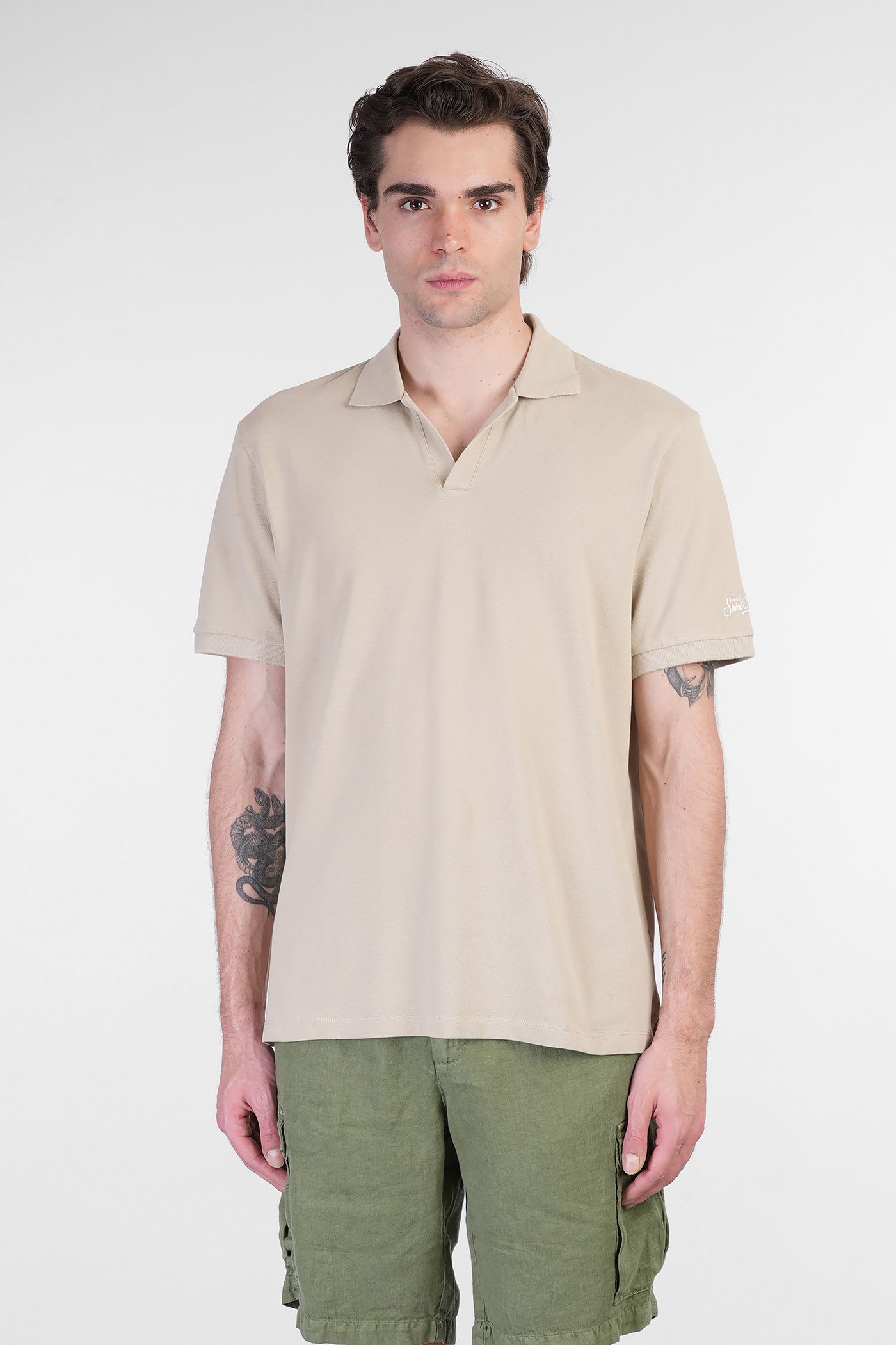 Mc2 Saint Barth Brighton Polo In Taupe Cotton In Brown