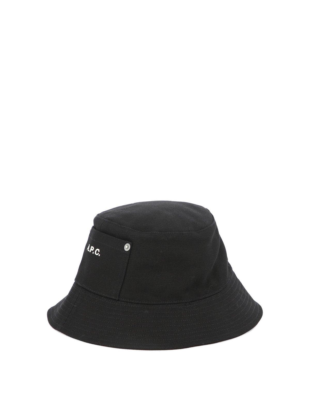 Shop Apc Logo-embroidered Wide Brim Bucket Hat In Lzz Black