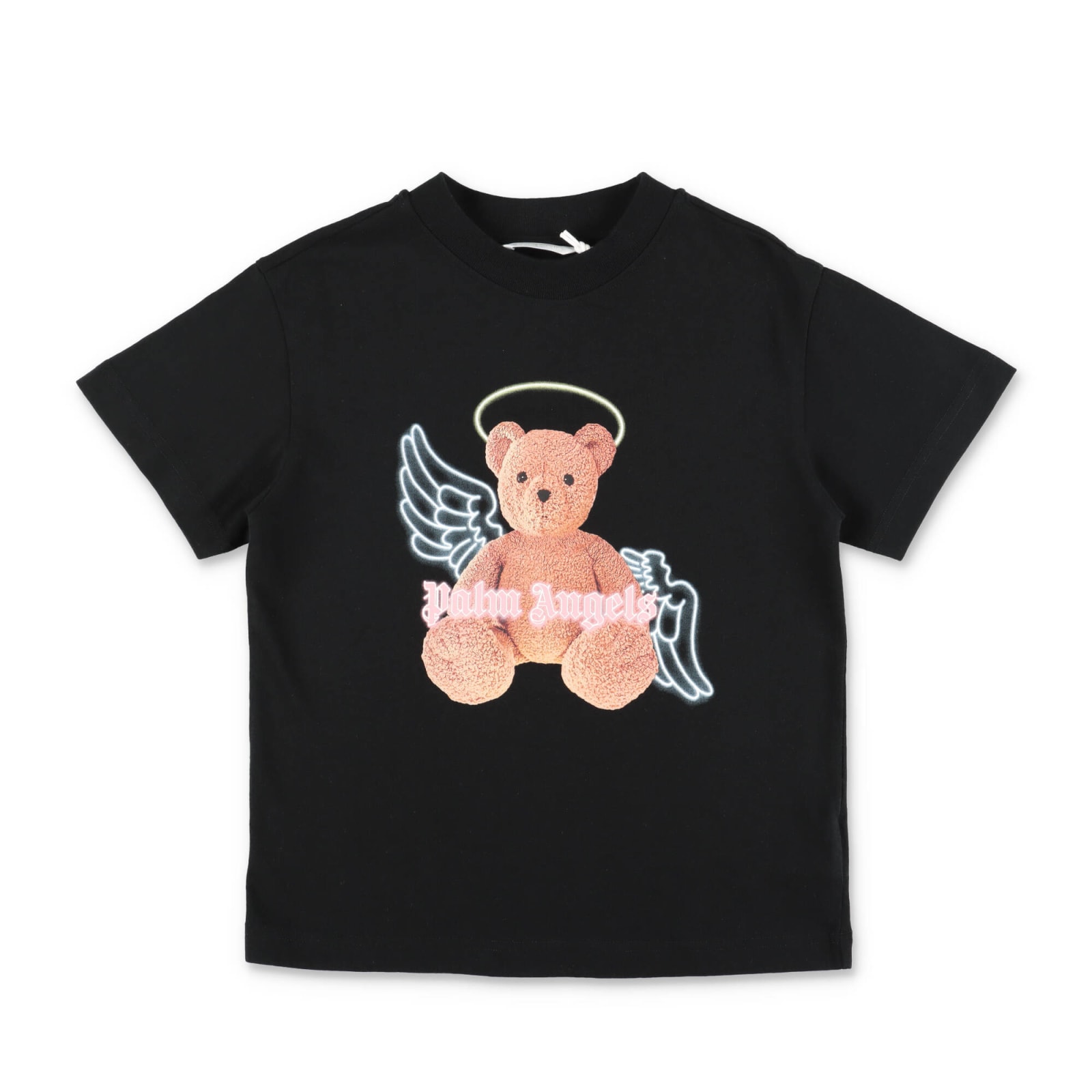 Palm Angels Kids'  T-shirt Nera In Jersey Di Cotone Bambina In Nero