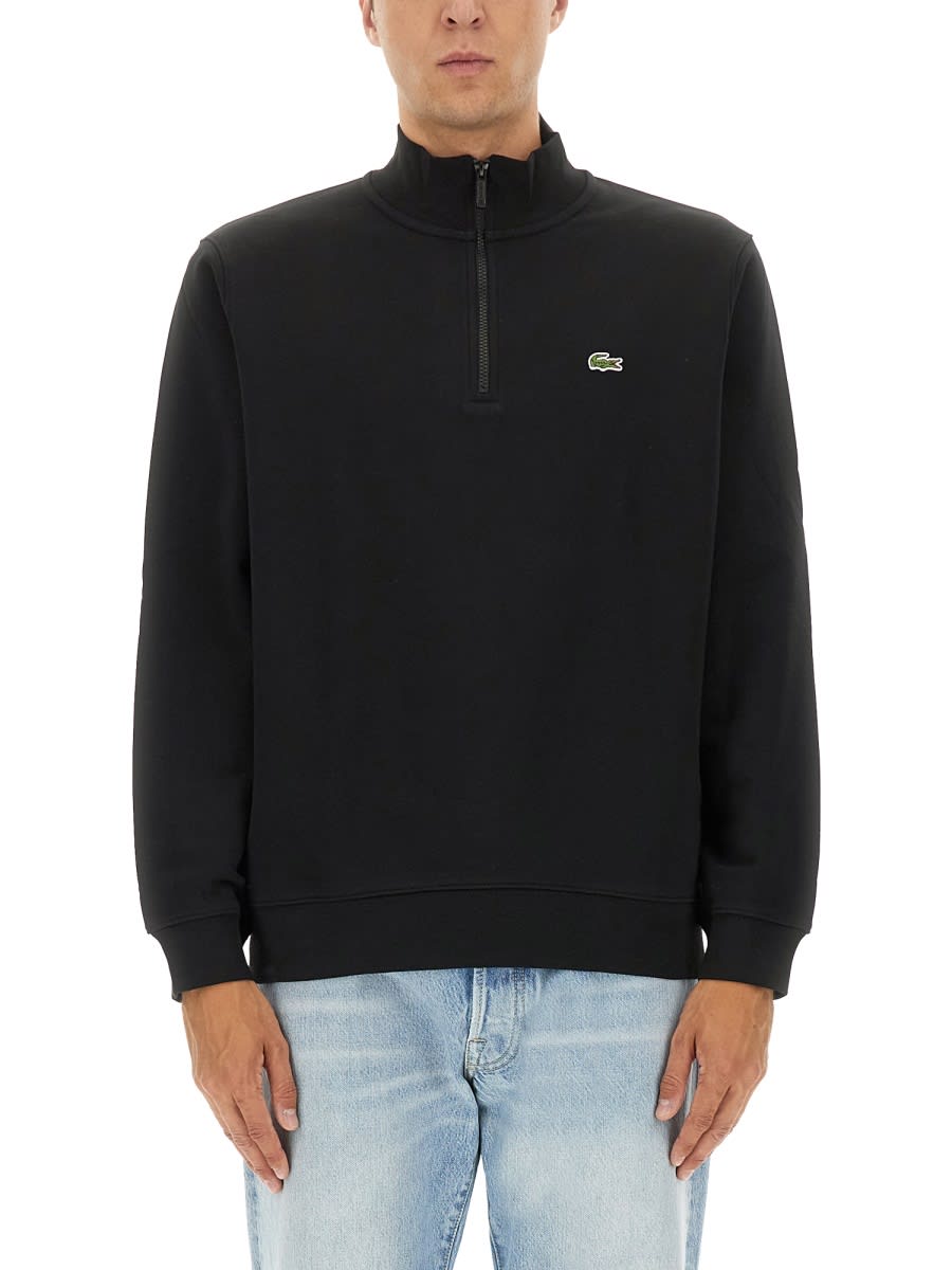 Lacoste Cozy Knitwear Featuring Ribbed Cuffs In Black