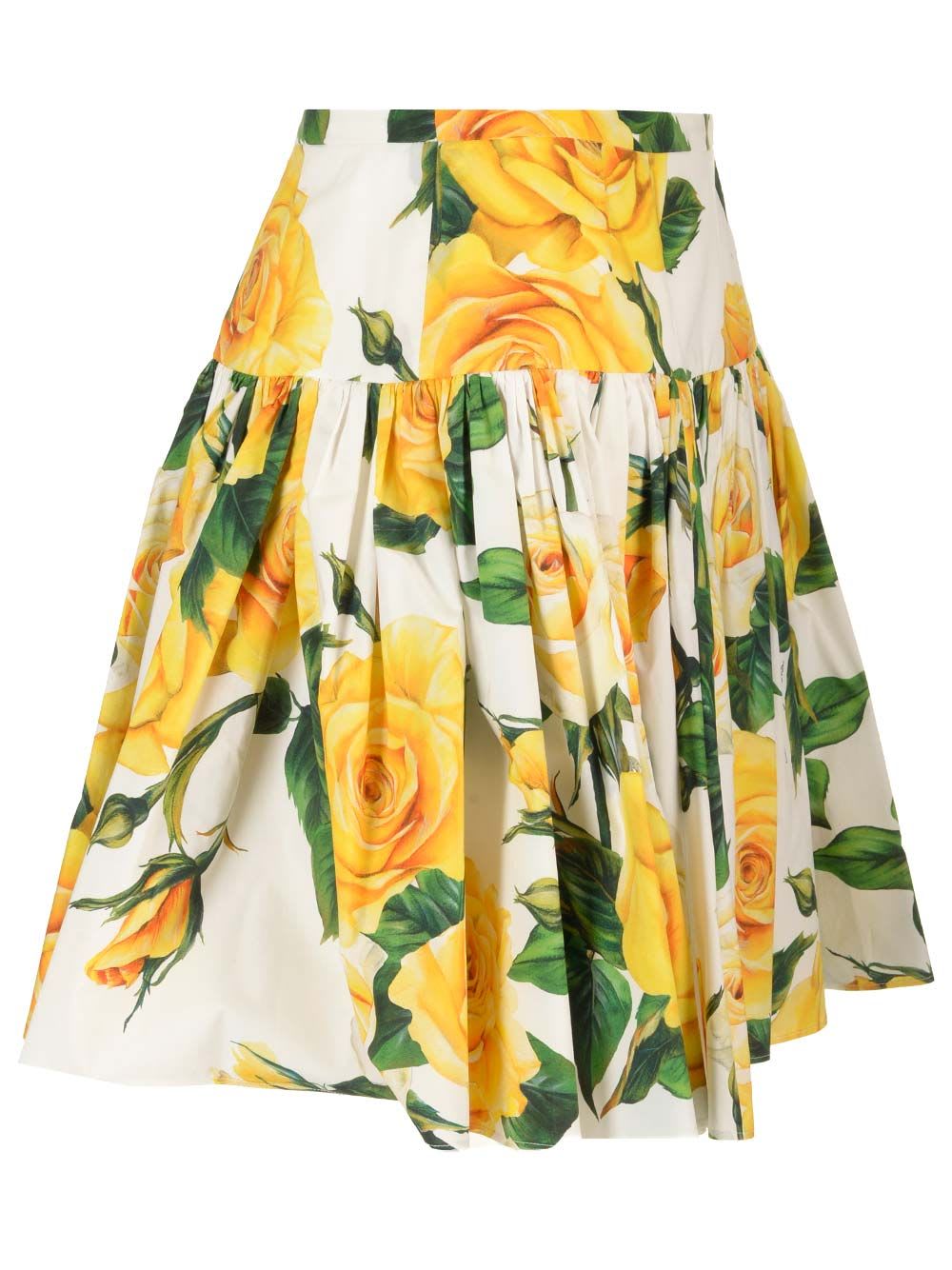Shop Dolce & Gabbana Roses Mini Skirt In Giallo