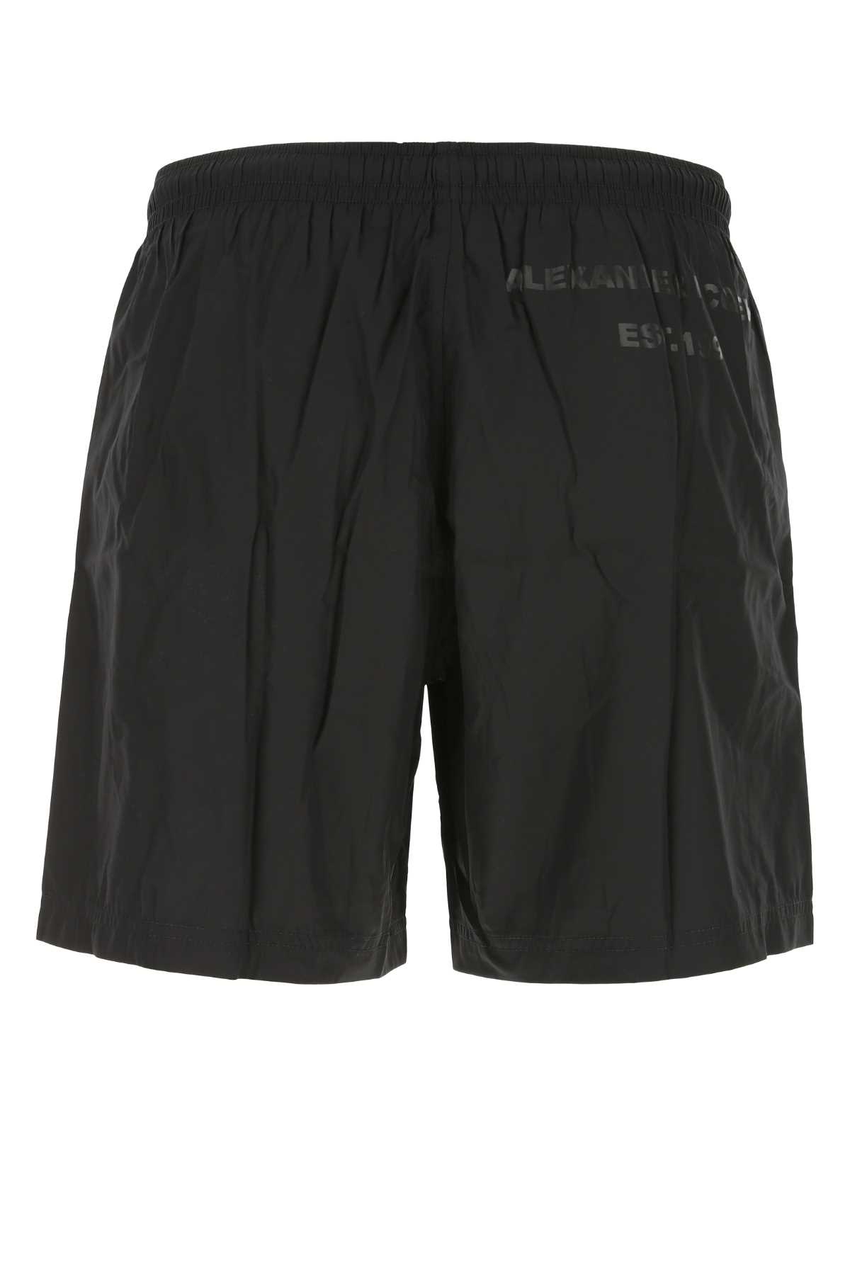 Shop Alexander Mcqueen Black Nylon Swimming Shorts In 1060