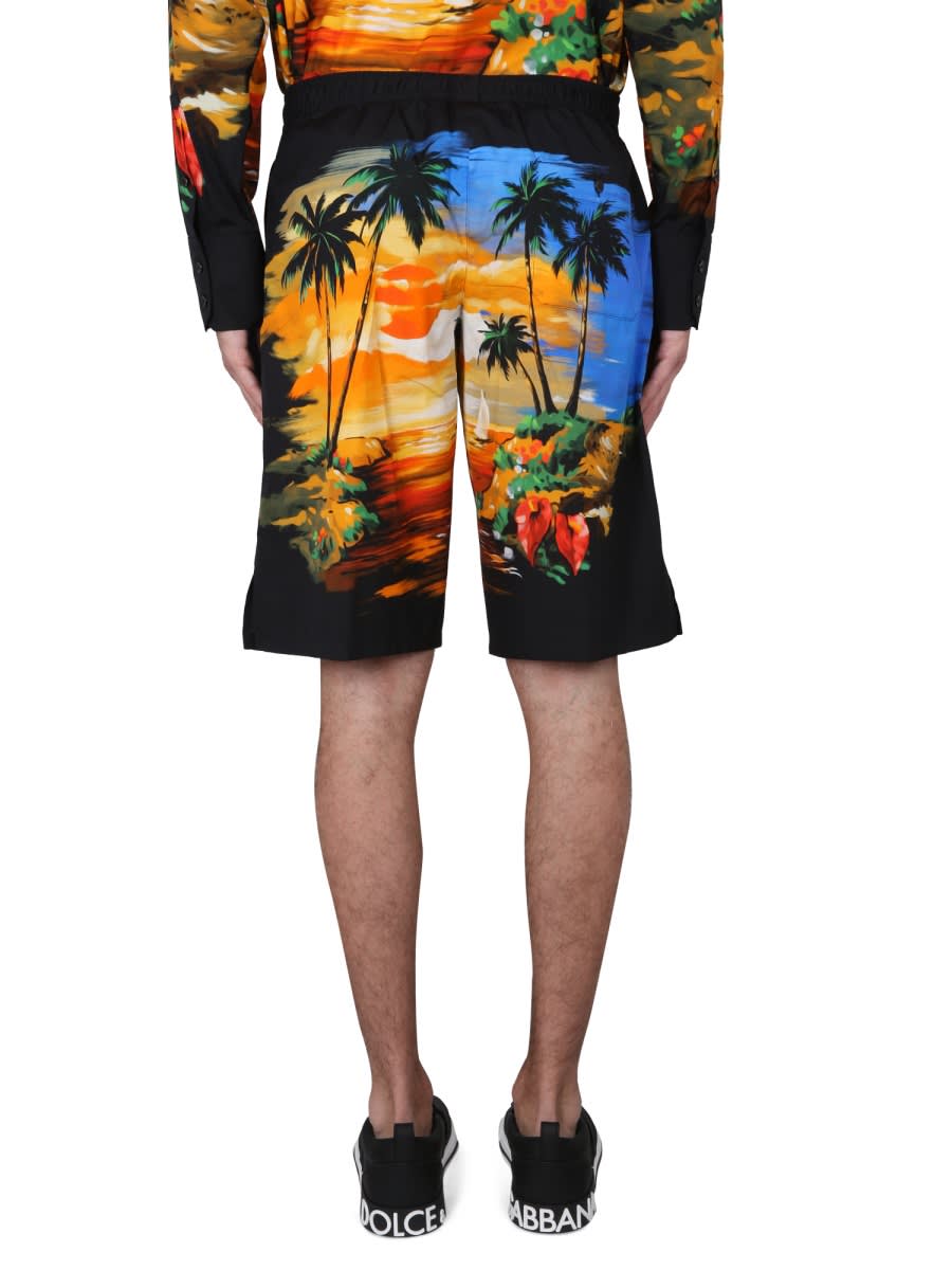 Dolce & Gabbana Bermuda Shorts With Hawaii Print In Multicolour