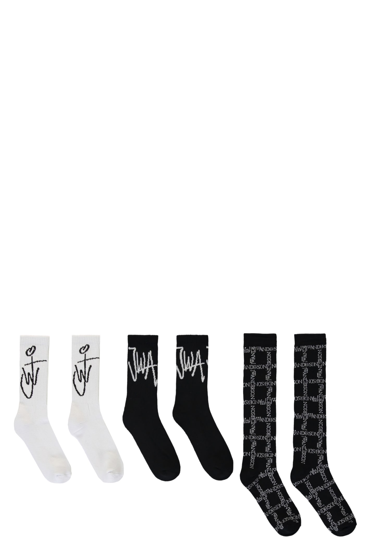 Shop Jw Anderson Set Of Three Socks In Black