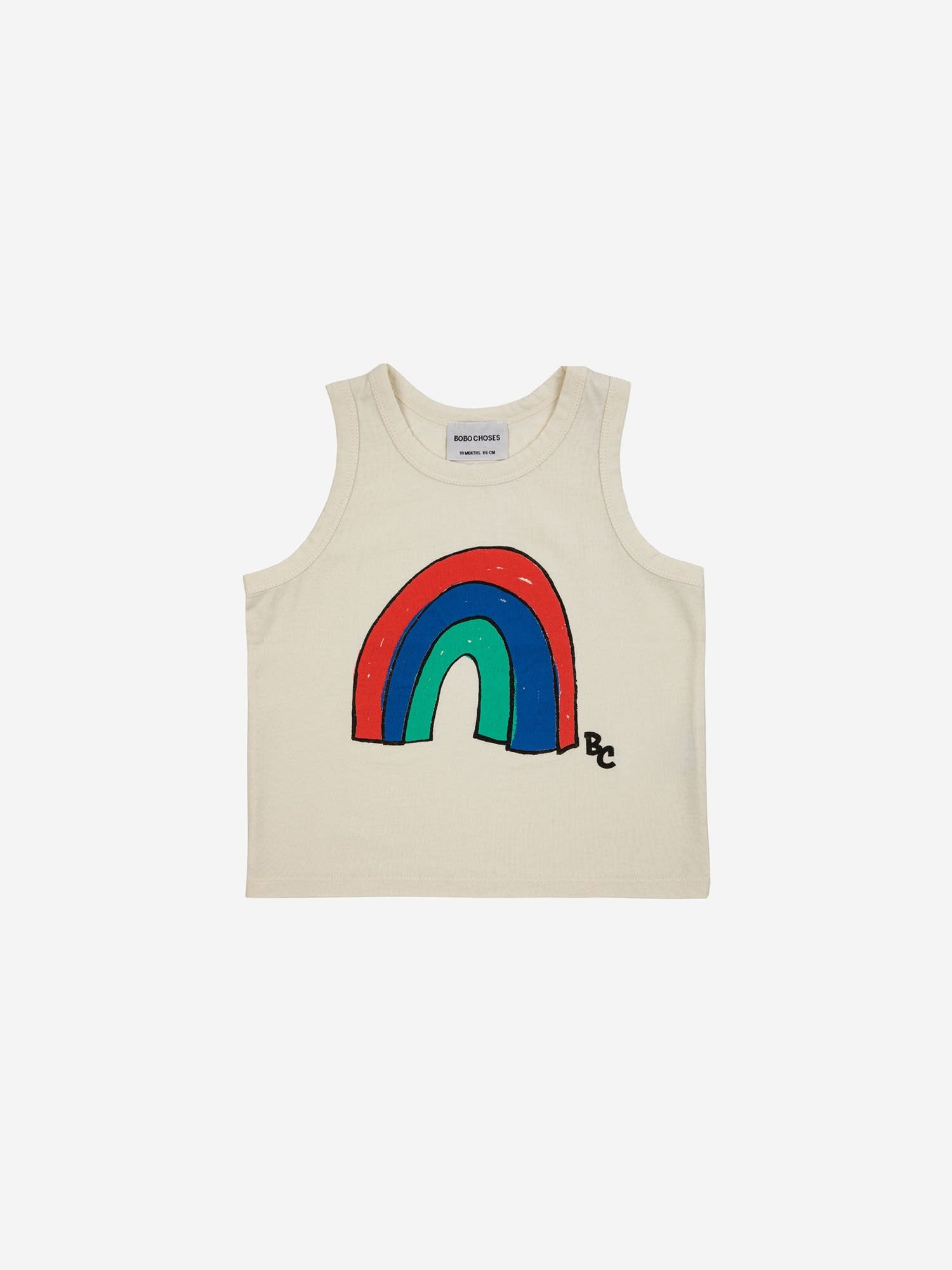 Shop Bobo Choses Ivory Tank Top For Baby Boy With Rainbow Print