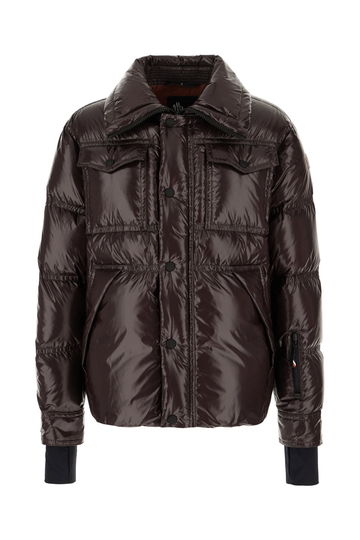 Shop Moncler Aubergine Nylon Tecka Down Jacket In Black