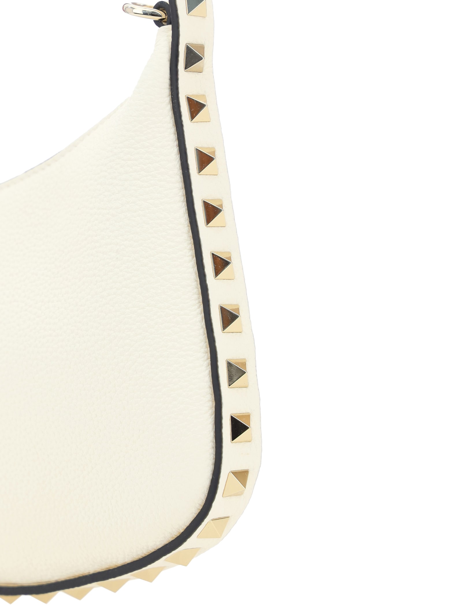 Shop Valentino Garavani Mini Rockstud Shoulder Bag In Ivory