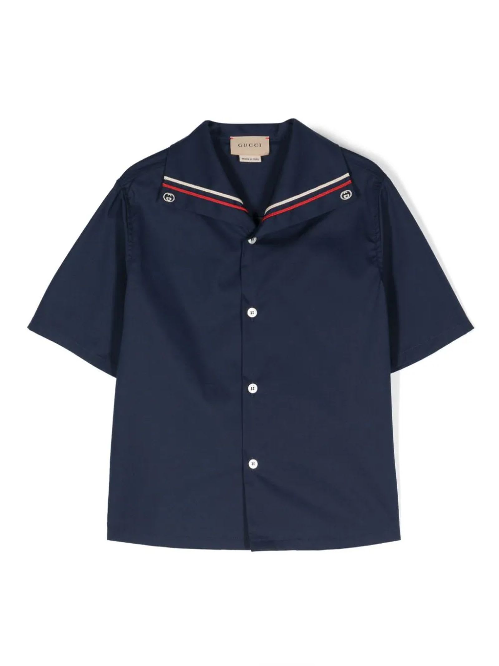 Shop Gucci Blue Cotton Shirt In Navy