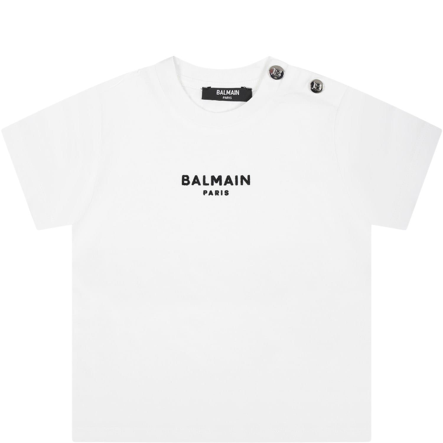 Balmain White T-shirt For Babies With Logo