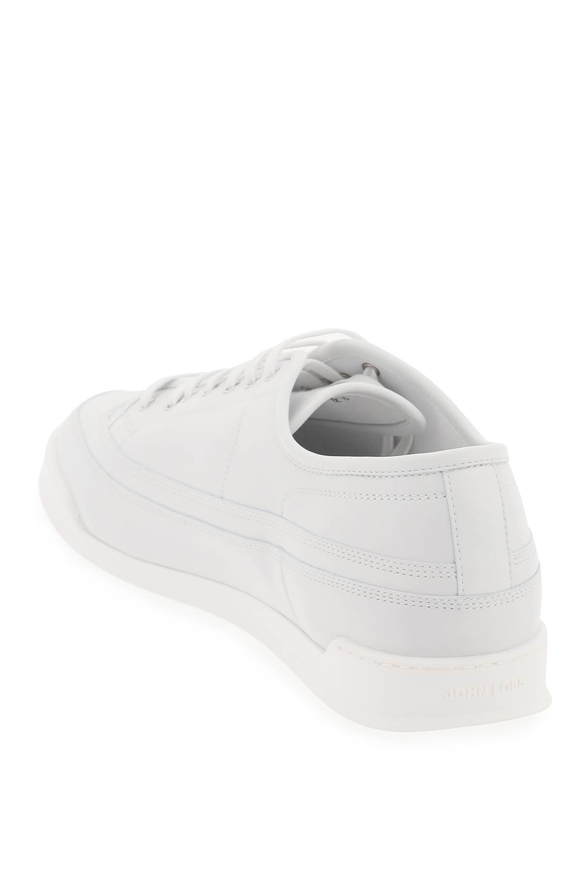 Shop John Lobb Leather Court Sneakers In In White (grey)