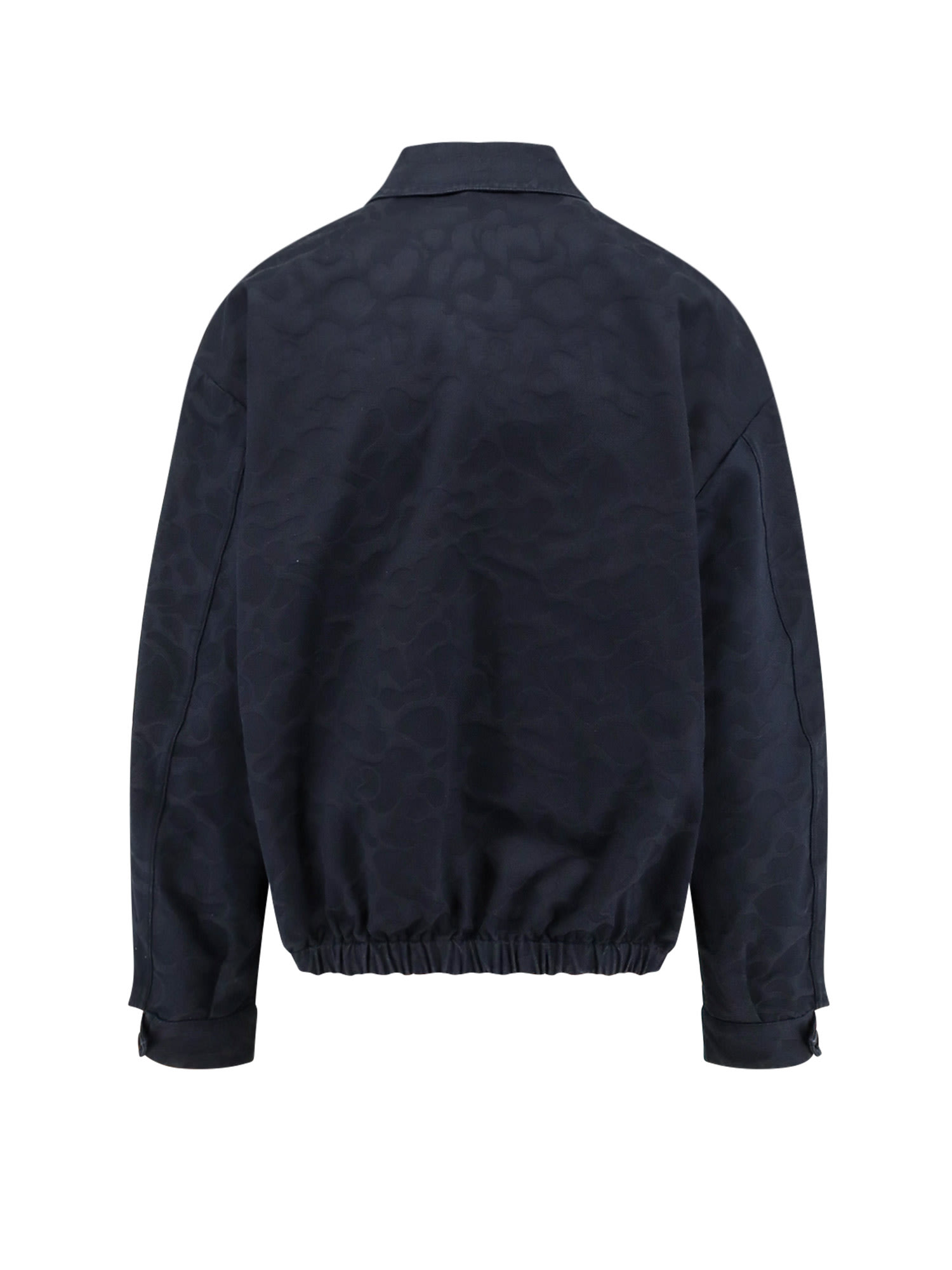 Aspesi Cotton Jacket With Jacquard Motif In Black