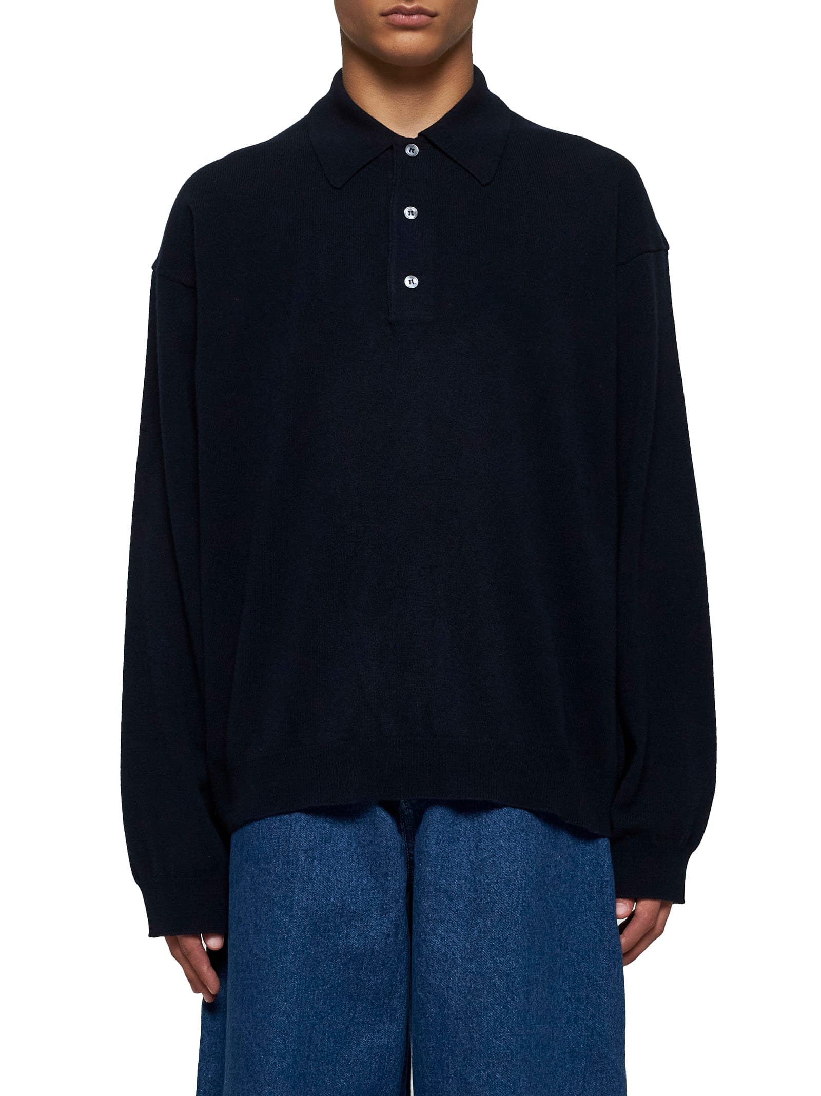 Shop Studio Nicholson Polo Shirt In Darkest Navy