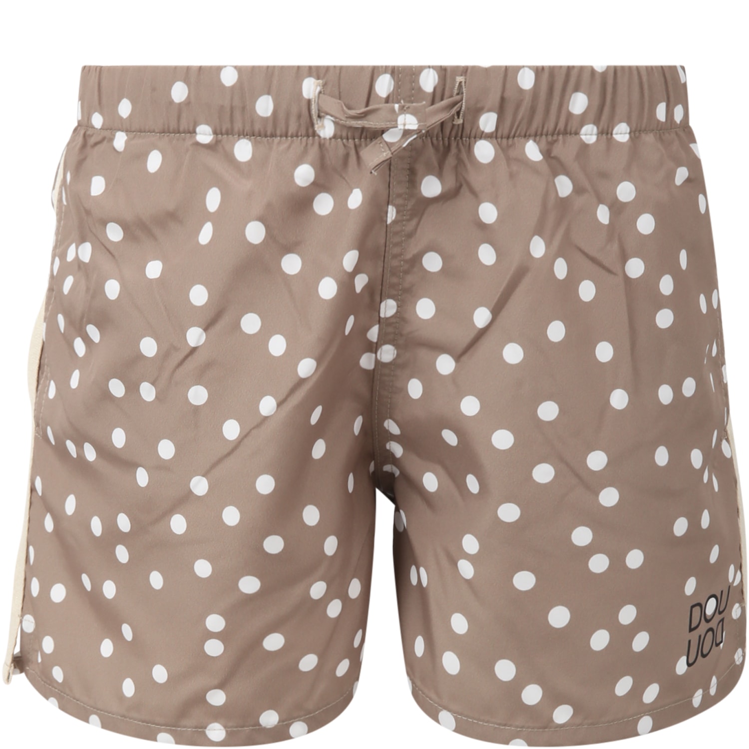 Douuod Beige Swimshort For Kids With Polka-dots