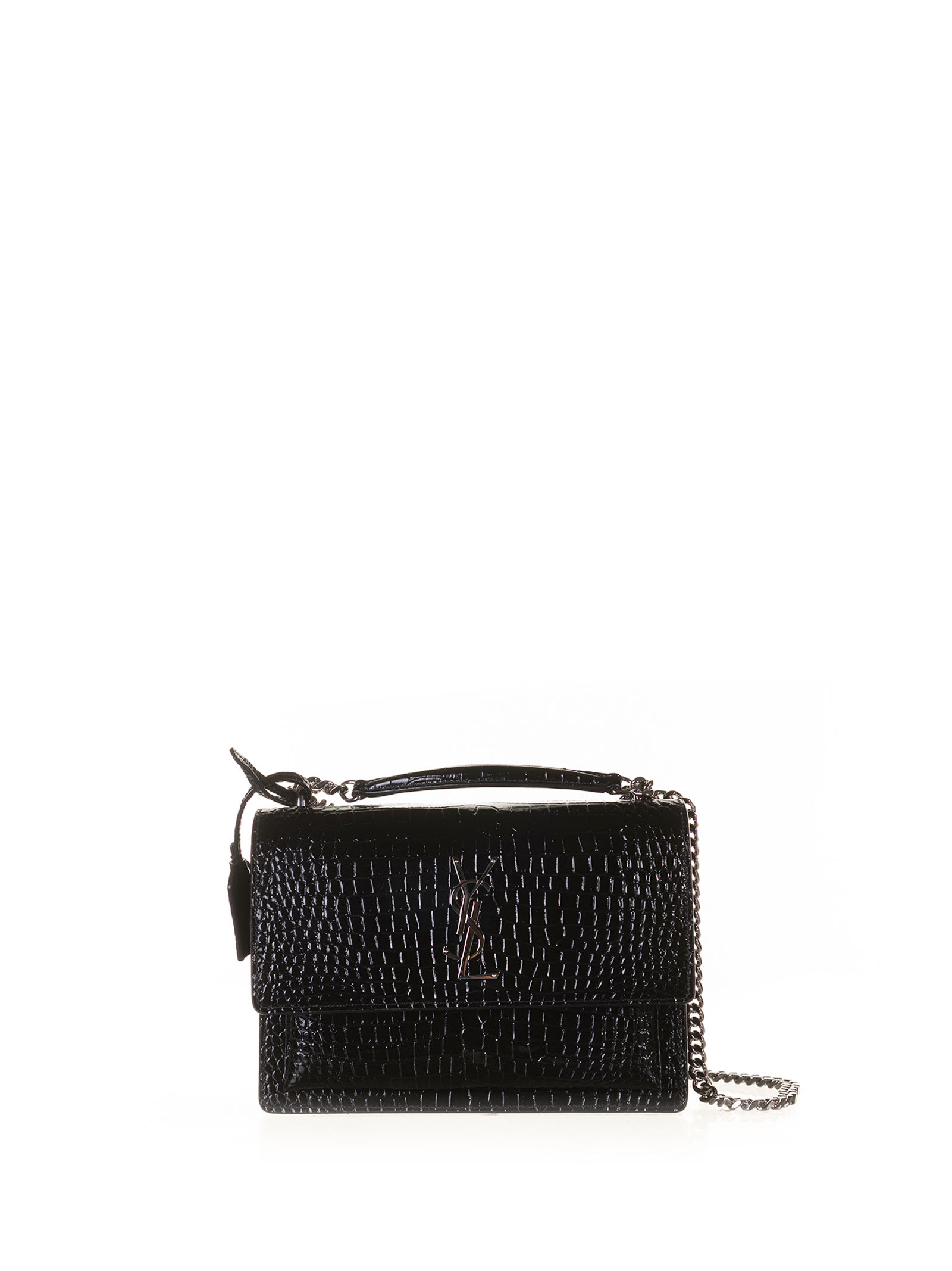 Medium Sunset Leather Shoulder Bag in Black - Saint Laurent