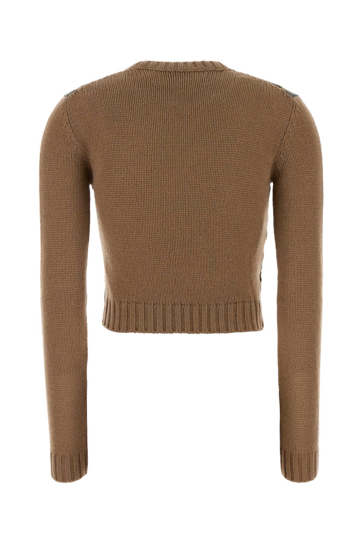 Prada Crew Neck Sweater In Brown