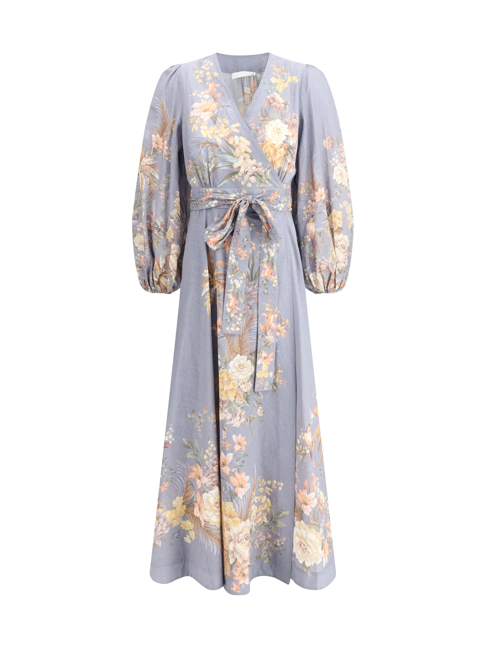 Shop Zimmermann Tallow Midi Dress In Teal Multi Floral