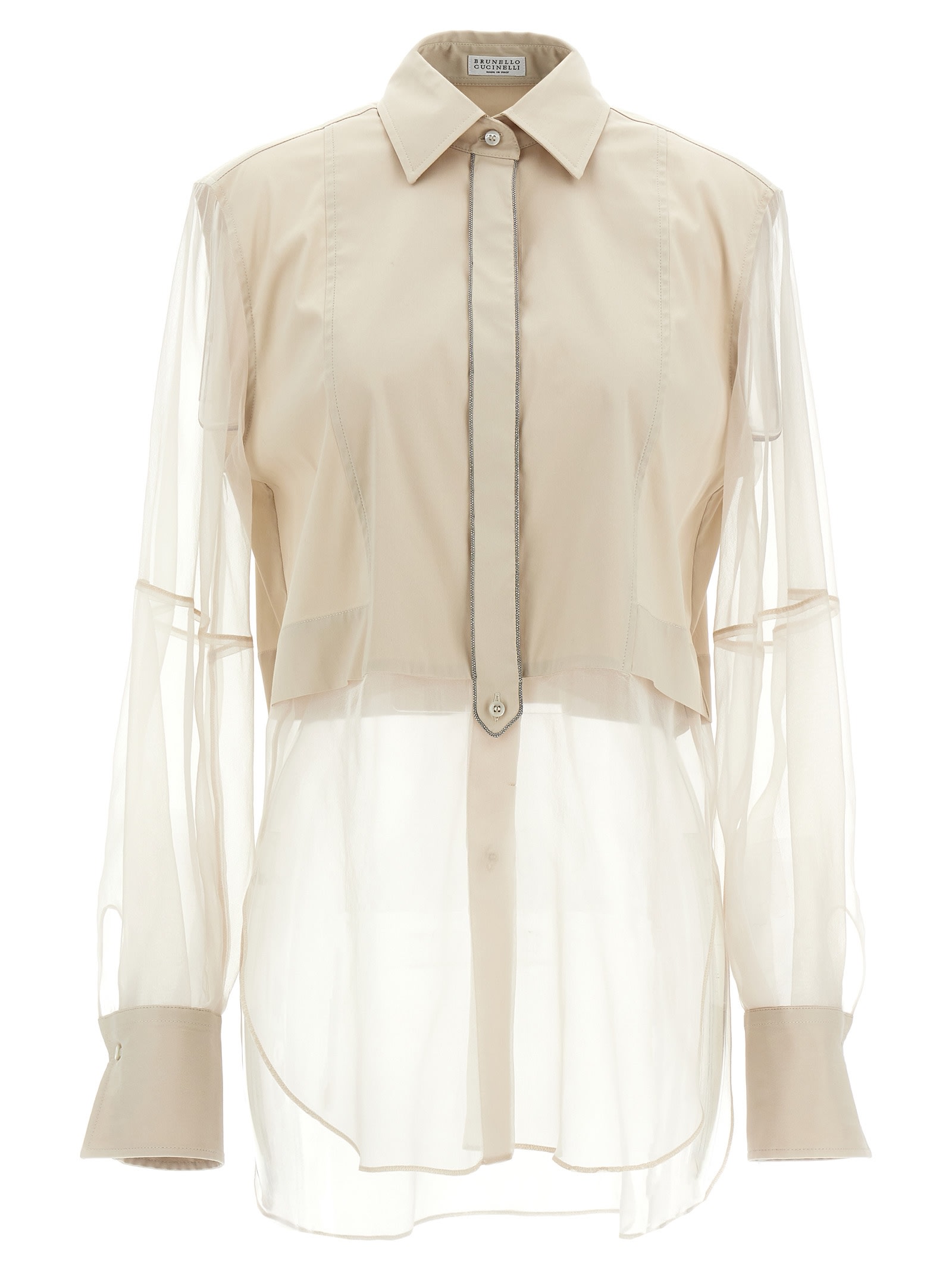 Shop Brunello Cucinelli Shiny Trims Shirt In Beige