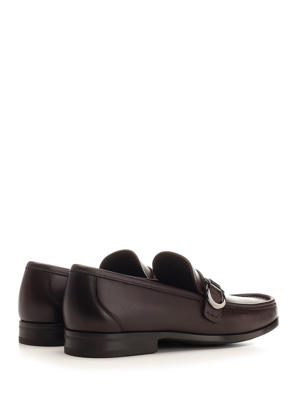 Shop Ferragamo Gancini Ornament Loafer In Brown