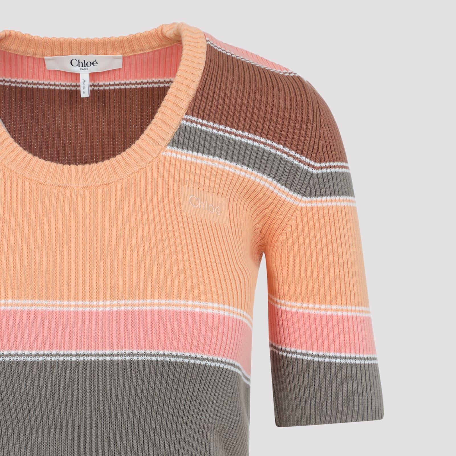 Chloé Multicolor Orange Cotton Sweater In Multi