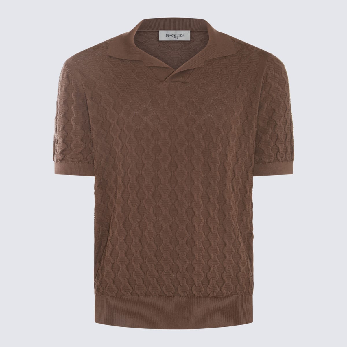 Shop Piacenza Cashmere Brown Cotton Polo Shirt