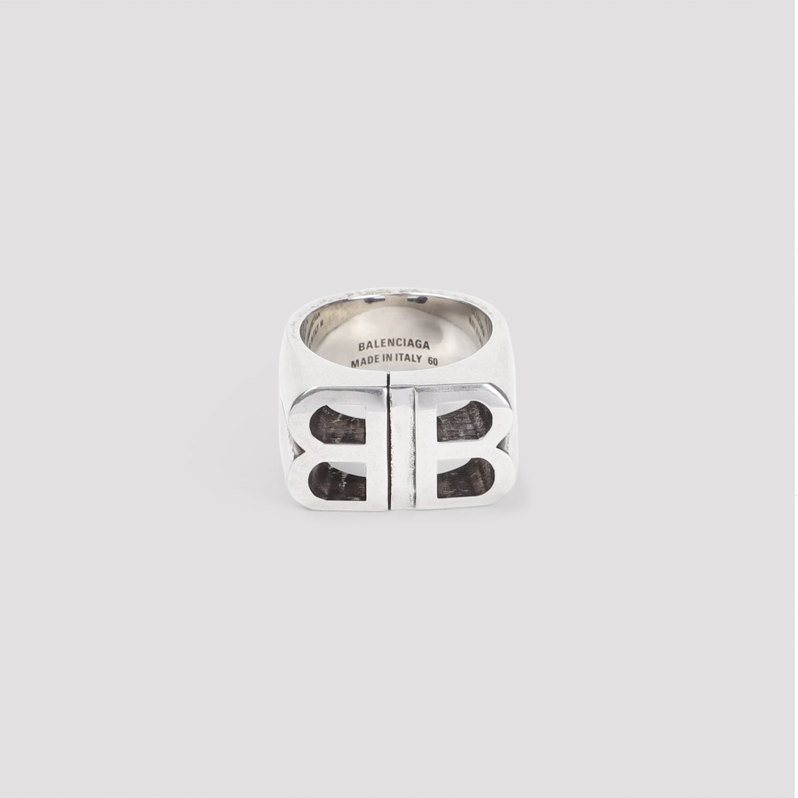 Shop Balenciaga Pitbull Signet Ring In Antique Silver