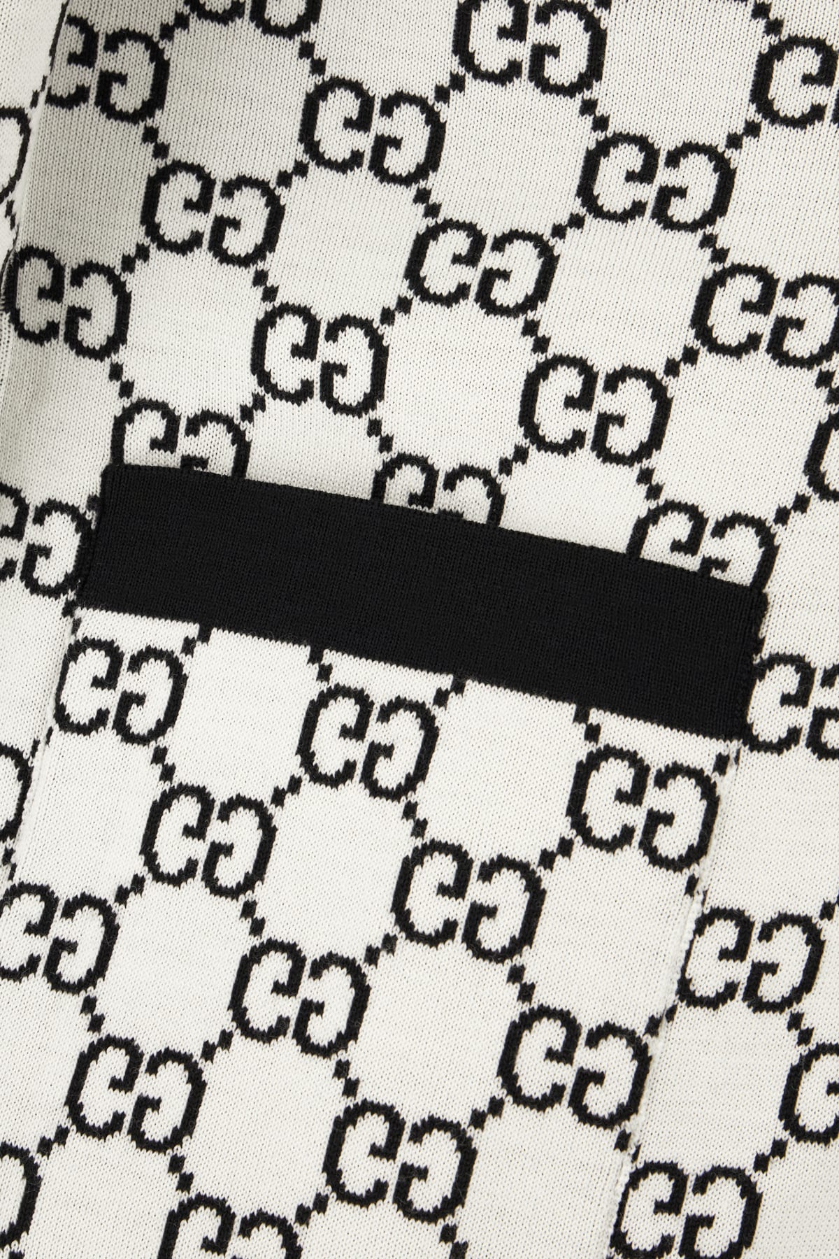 Gucci Black Reversible Cardigan With V Neck In Gg Canvas Woman In Nero Bianco