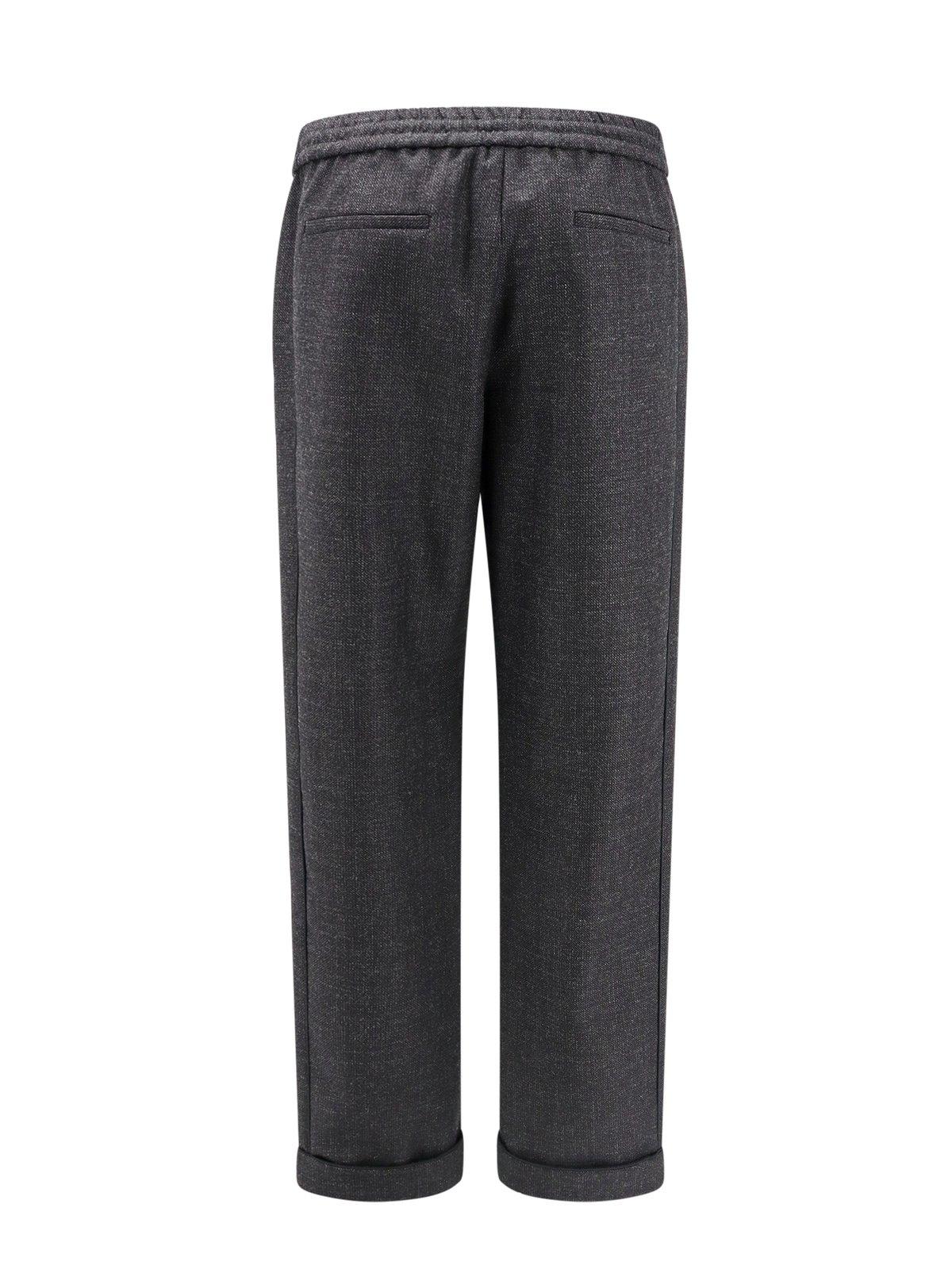 Shop Valentino High Waist Straight Leg Trousers In Grey