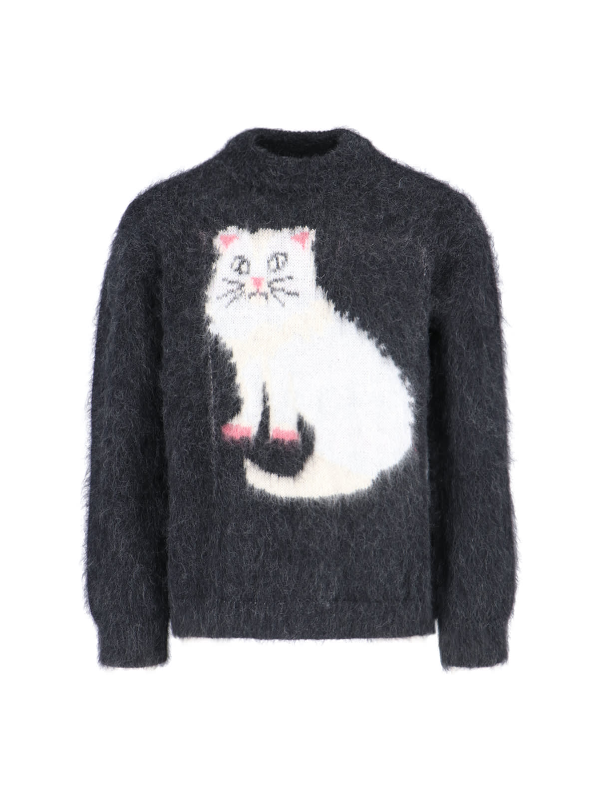 Shop Magliano Cat Intarsia Sweater In Black