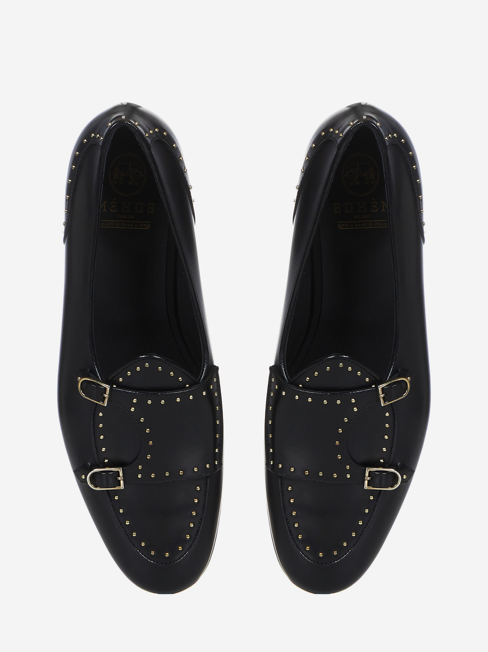 Shop Edhen Milano Brera Studs Loafers In Black