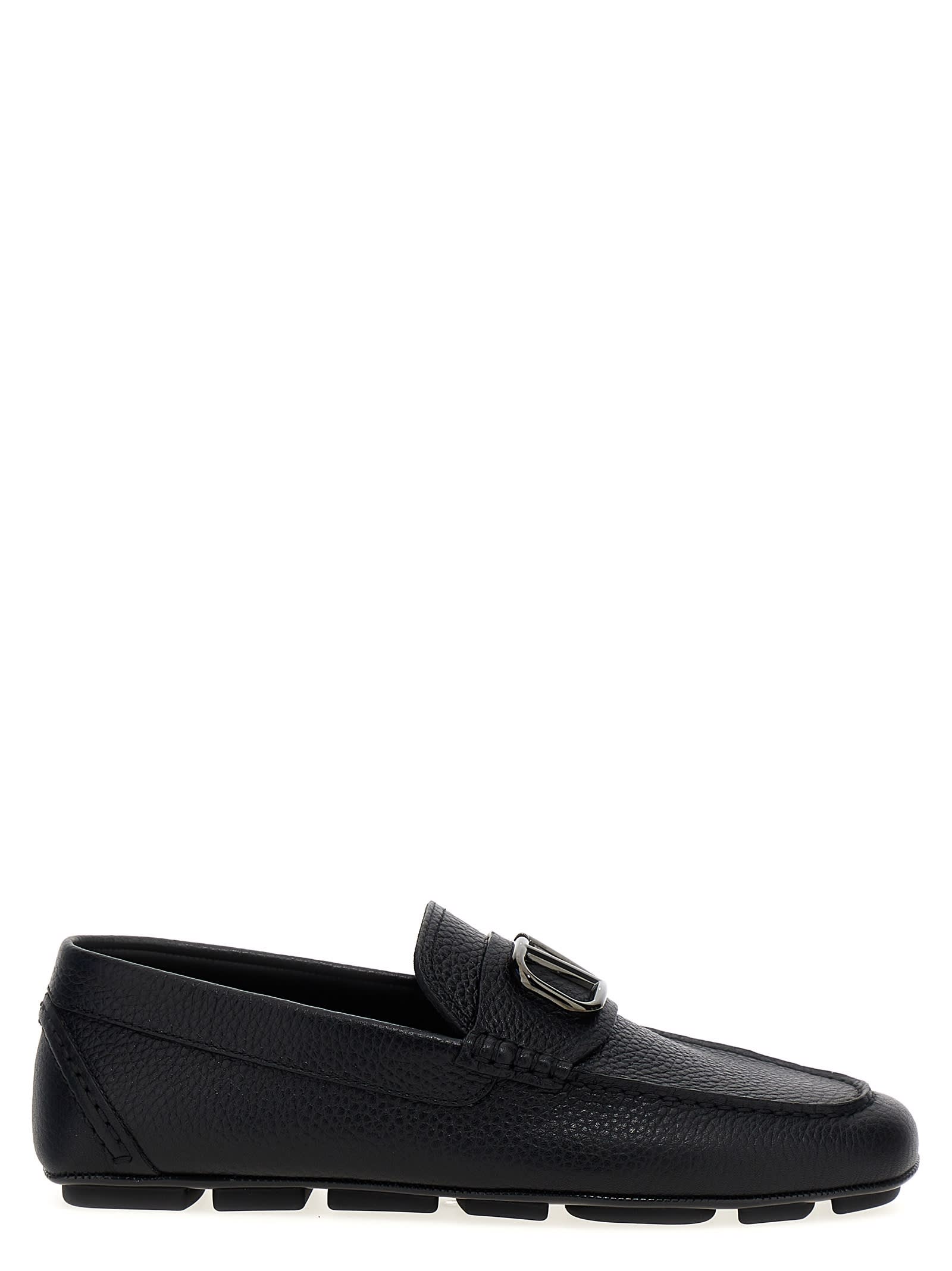 Shop Valentino Vlogo Signature Loafers In Black