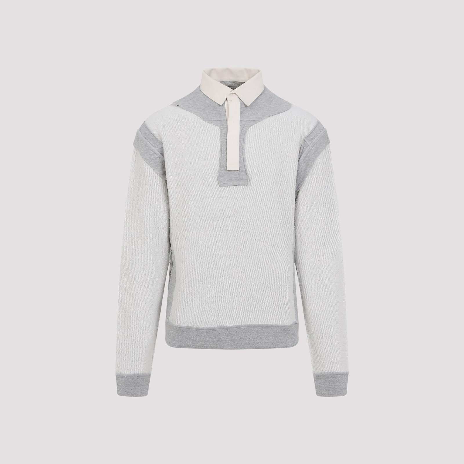 Maison Margiela Cotton Hoodie With Pointed Collar And Side Pockets In M Grey Melange