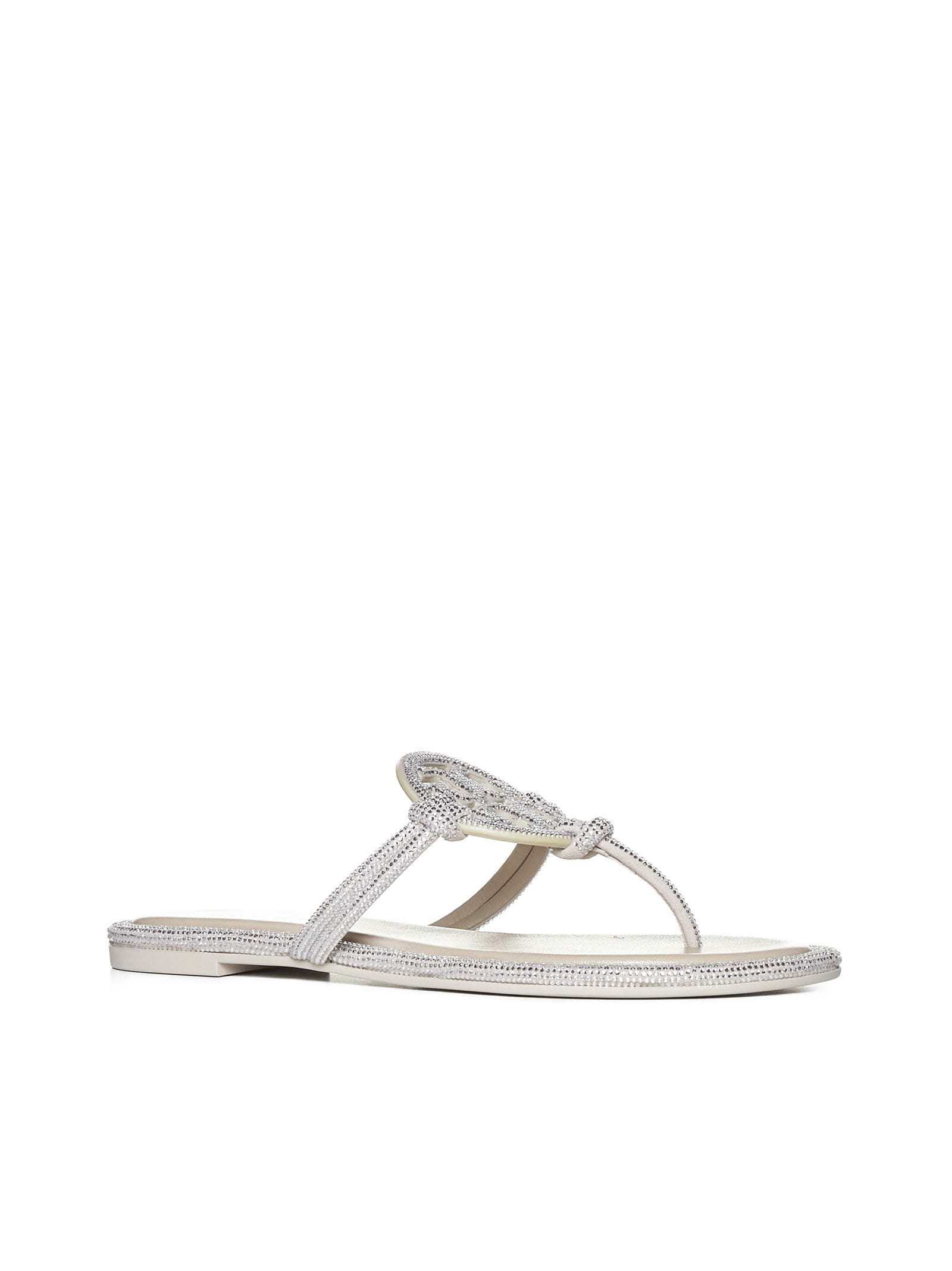 Tory Burch Miller Knotted Pave Sandals In Gray